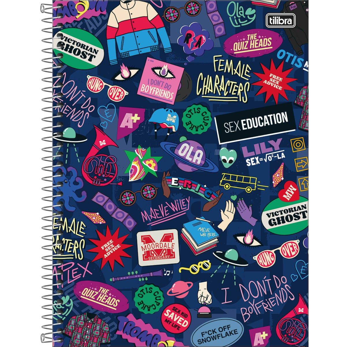 Caderno Espiral Capa Dura 10 Matérias Sex Education Mega Impress Papelaria Copos 7286