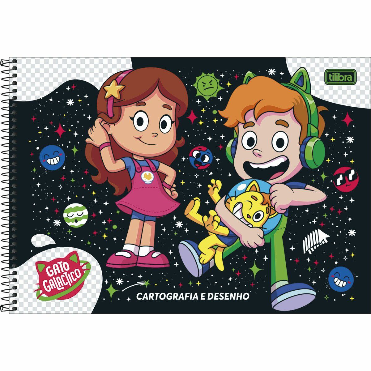 Caderno Quadriculado Gato Galactico Brochurão Capa D Tilibra - MEGA IMPRESS  - Papelaria, Copos Personalizados, Gráfica Rápida e Muiiito mais