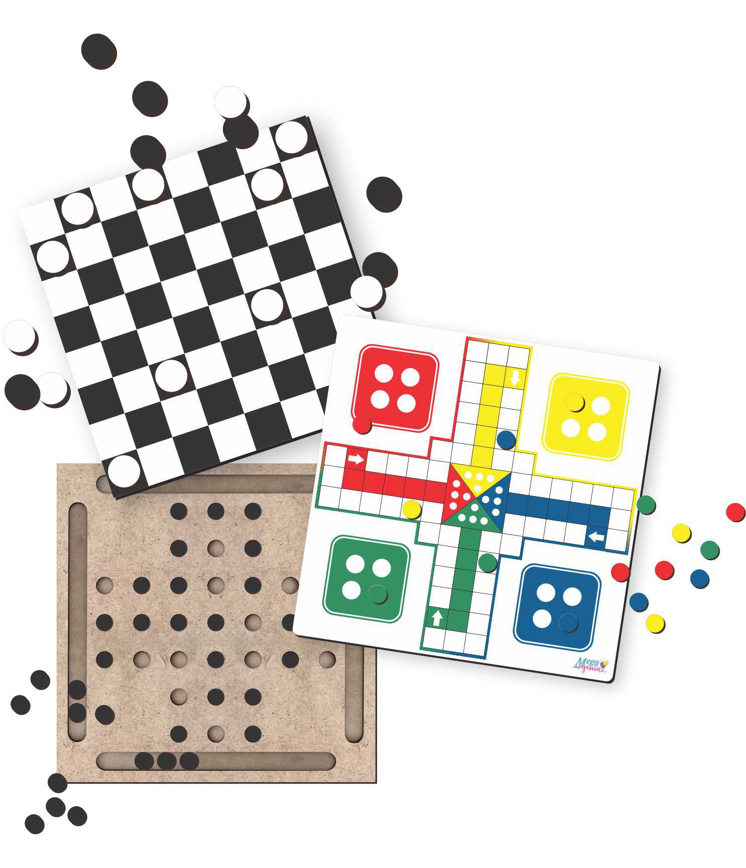 JOGO DE TABULEIRO DAMAS ou LUDO EM MDF PARA CRIANÇAS E ADULTOS