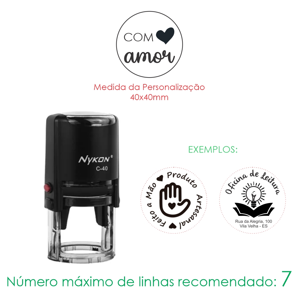 Carimbo Personalizado Automático Redondo 40x40mm Nykon VC-40 - MEGA ...