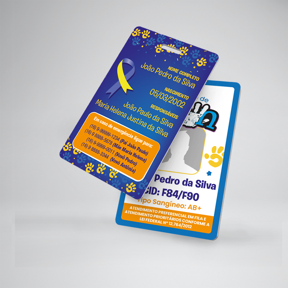 Crach S Ndrome De Down Identifica O Personalizado Frente Verso Pvc Com Anti Sufocante Trava De