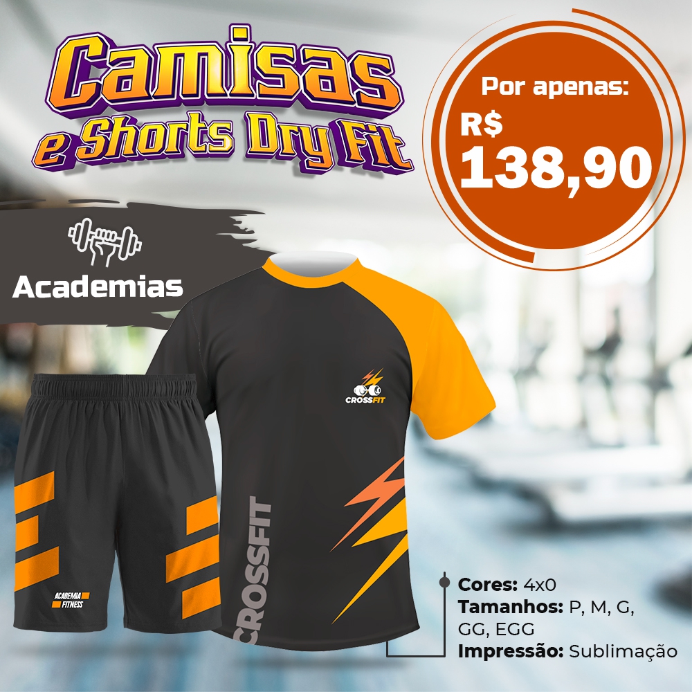 Camisa e Shorts Dry Fit Personalizado: Academia, Corrida, Esportes,etc -  Infoart Comunicação Visual