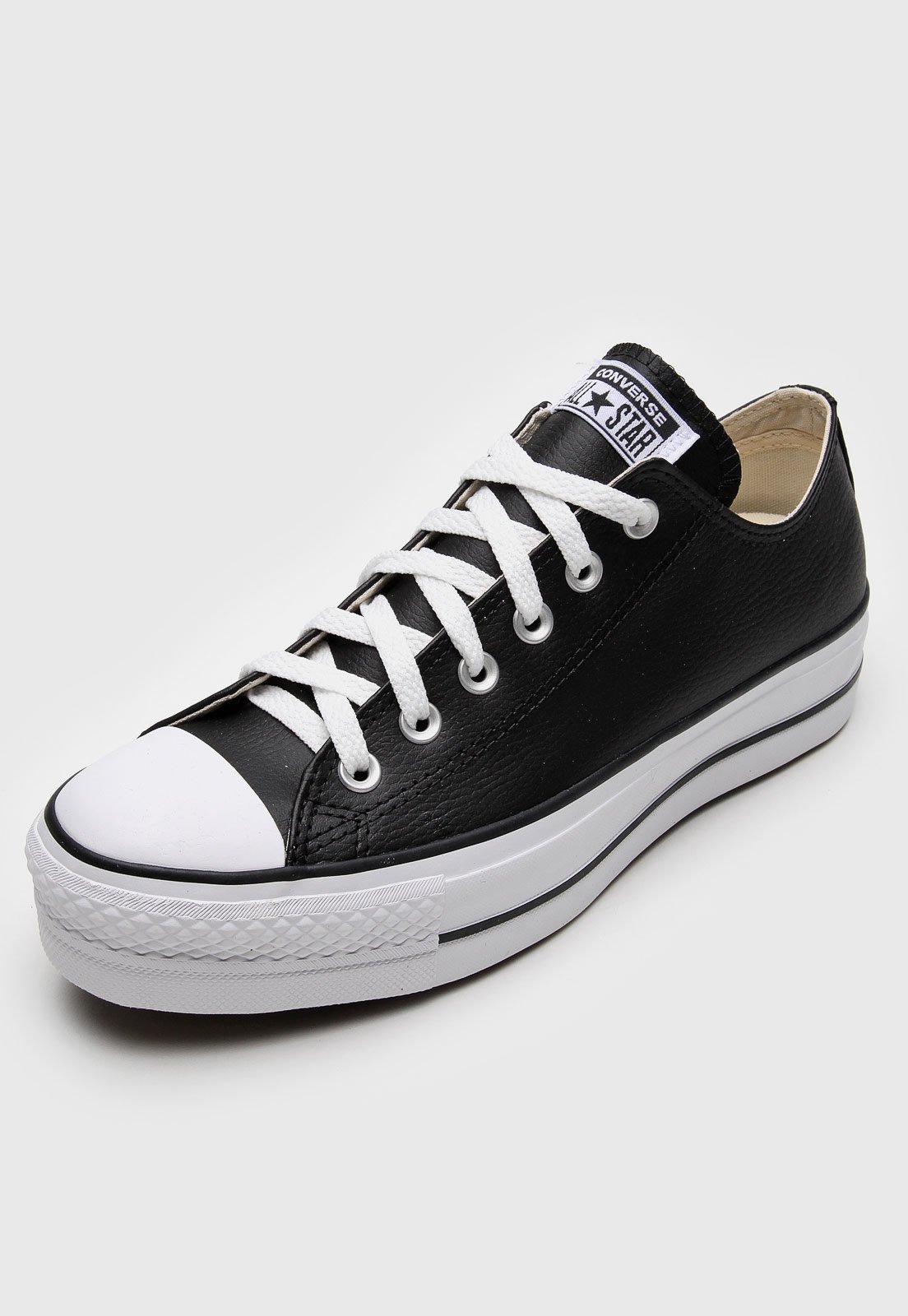 Tênis Converse All Star Preto Couro Sintetico Feminino e Masculino