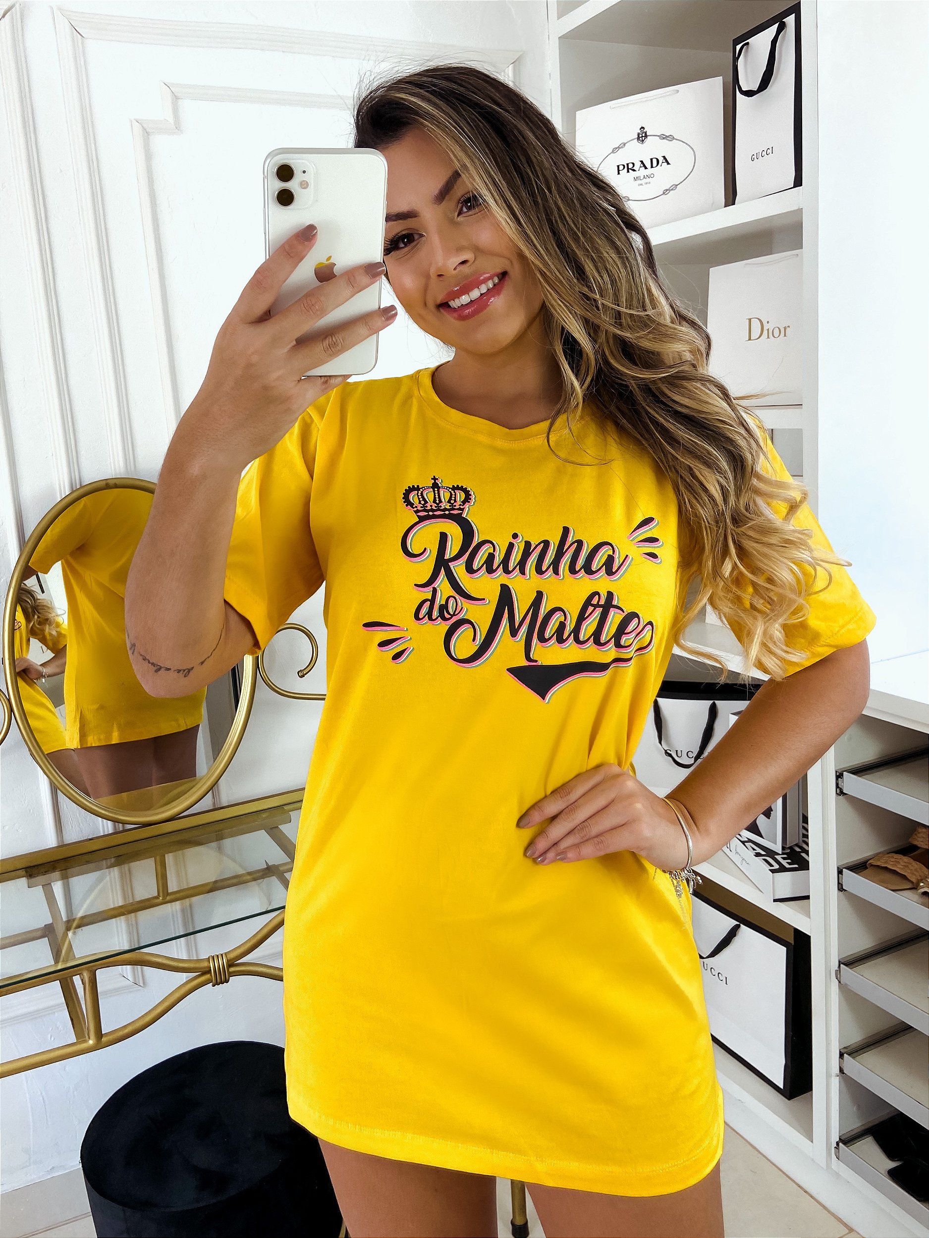 Camiseta Prada - Amarelo com Branco - P