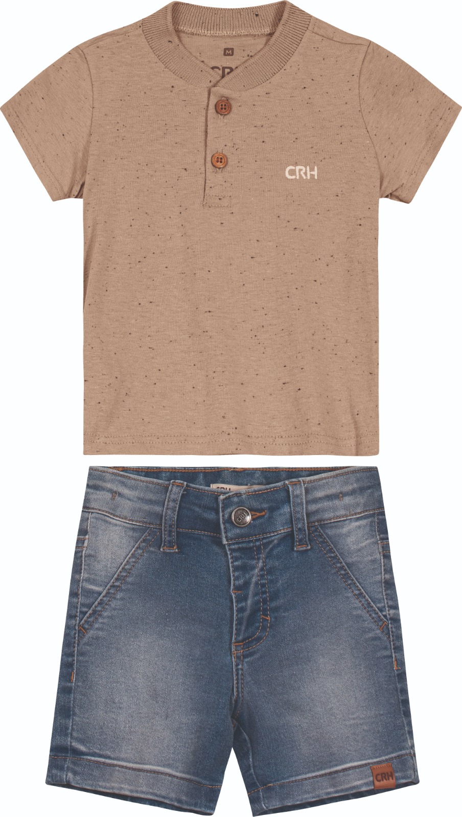 Conjunto Menino Camiseta Com Peitilho Em Malha Botonê Carinhoso -Bege  REF108897 - Mania de Marias Loja Infantil