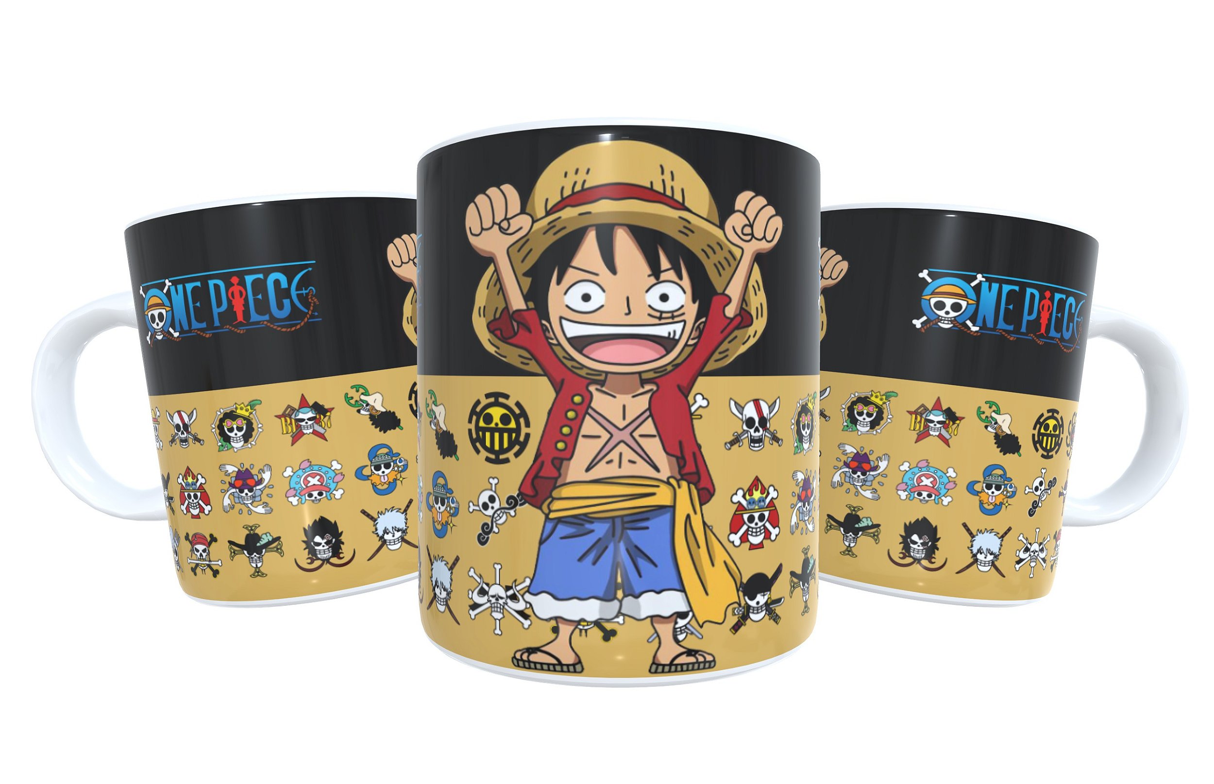 Caneca One Piece Personagens Com Poses