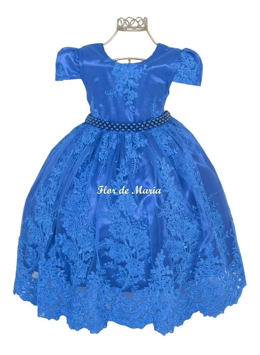 Vestido Infantil Princesa Luxo Azul Royal