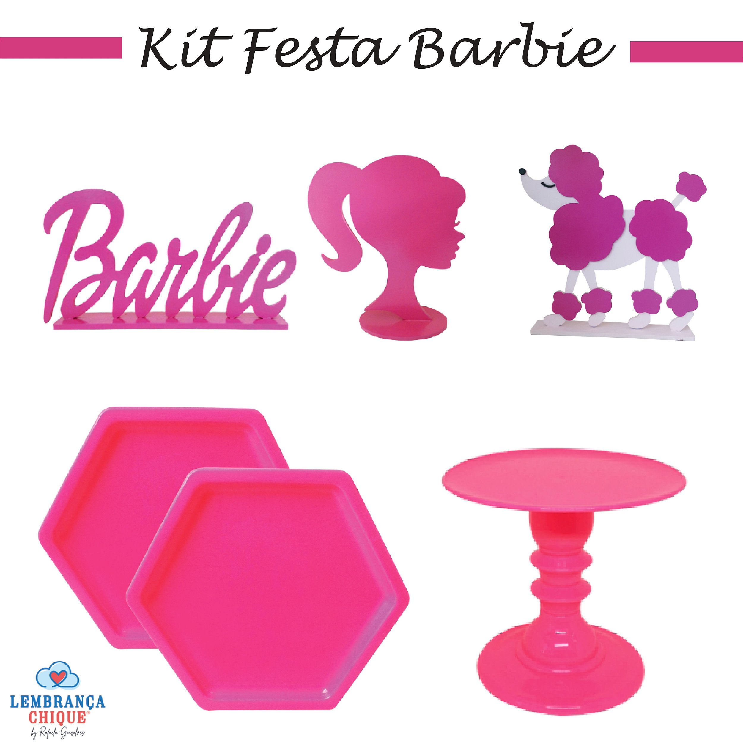 Kit Festa Barbie Decorativo Prato Displays E Bandeja - Lembrança Chique