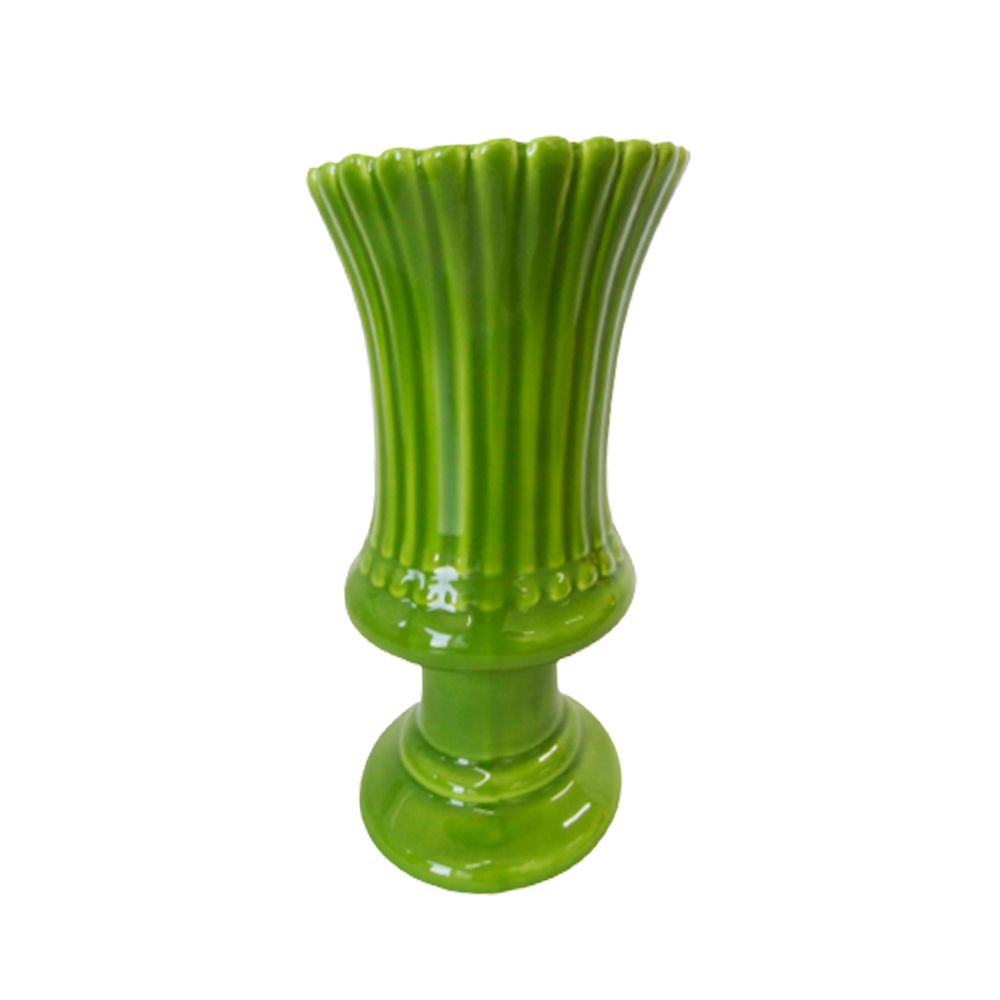 Vaso Espanha Grande Porcelana Verde Limão Decorativo Flores Lembrança