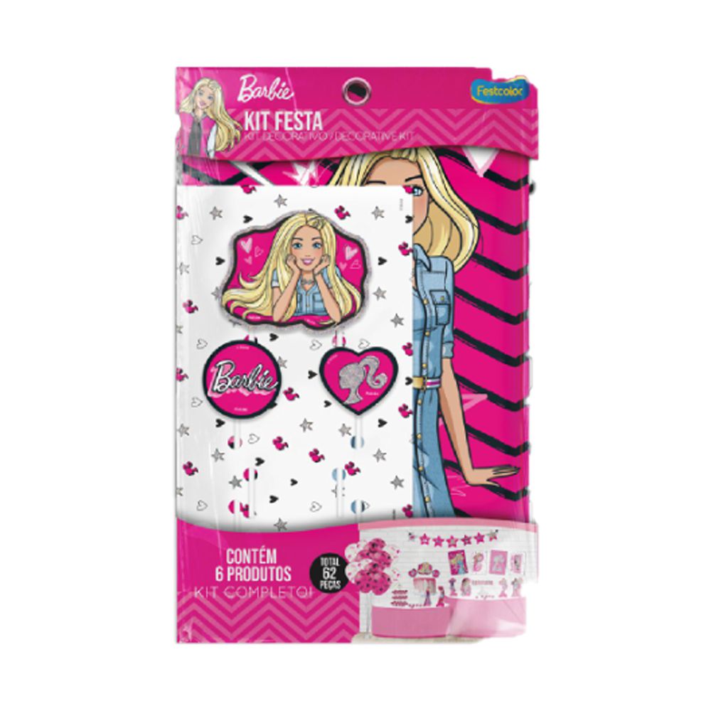 Kit Decorativo De Mesa Aniversário Festa Barbie 90 Pçs - Lembrança Chique