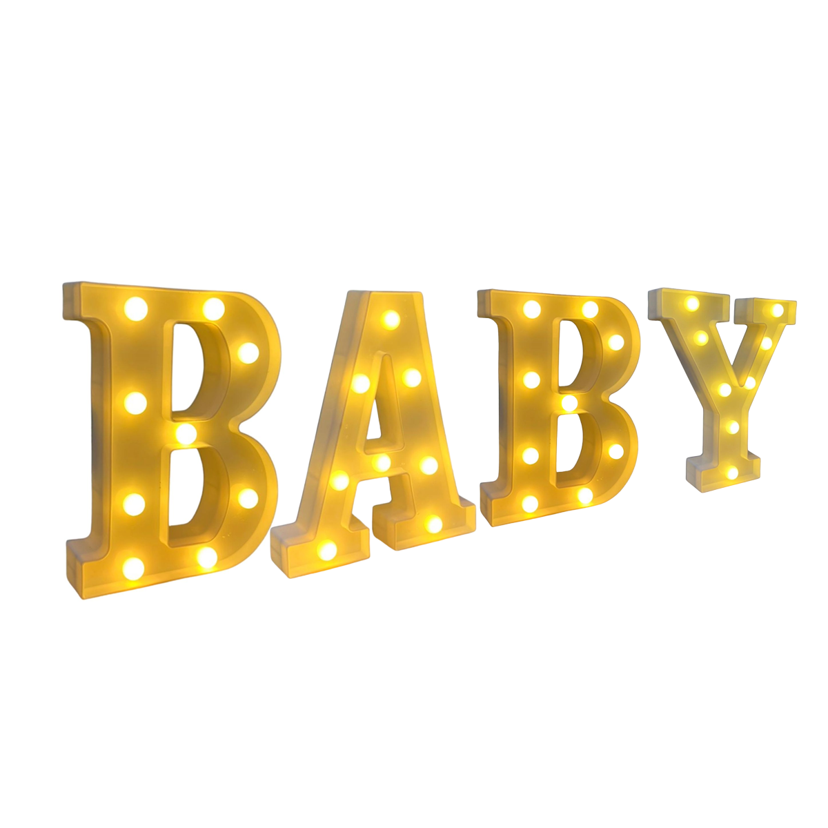 Nicky Letras Em Led Kit Letras De Led Baby Decorativas Luz Amarela Para Festa - Lembrança ...