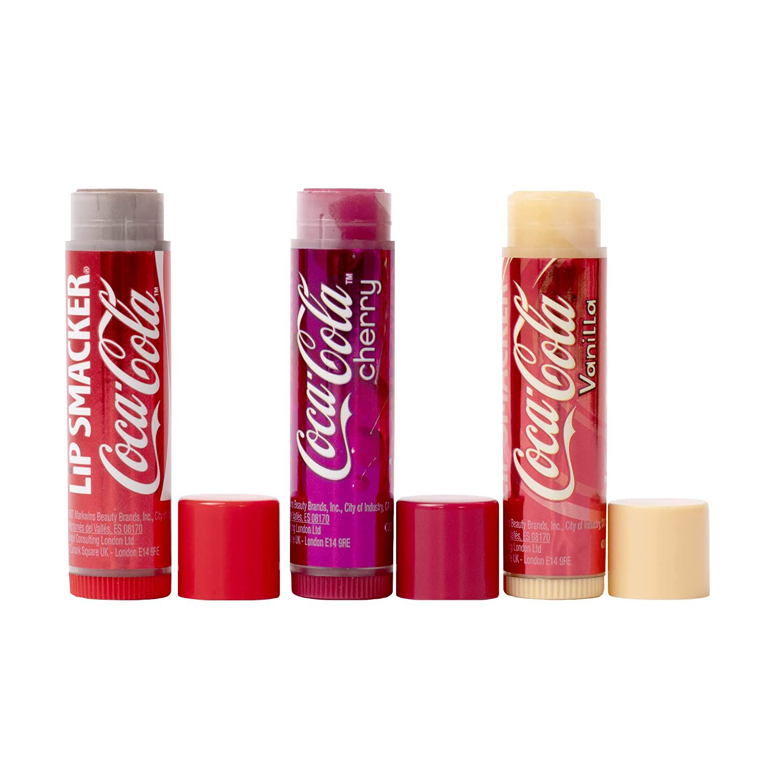 Kit Lip Balm Hidratante Labial Kit Coca Cola Cherry, Vanilla e