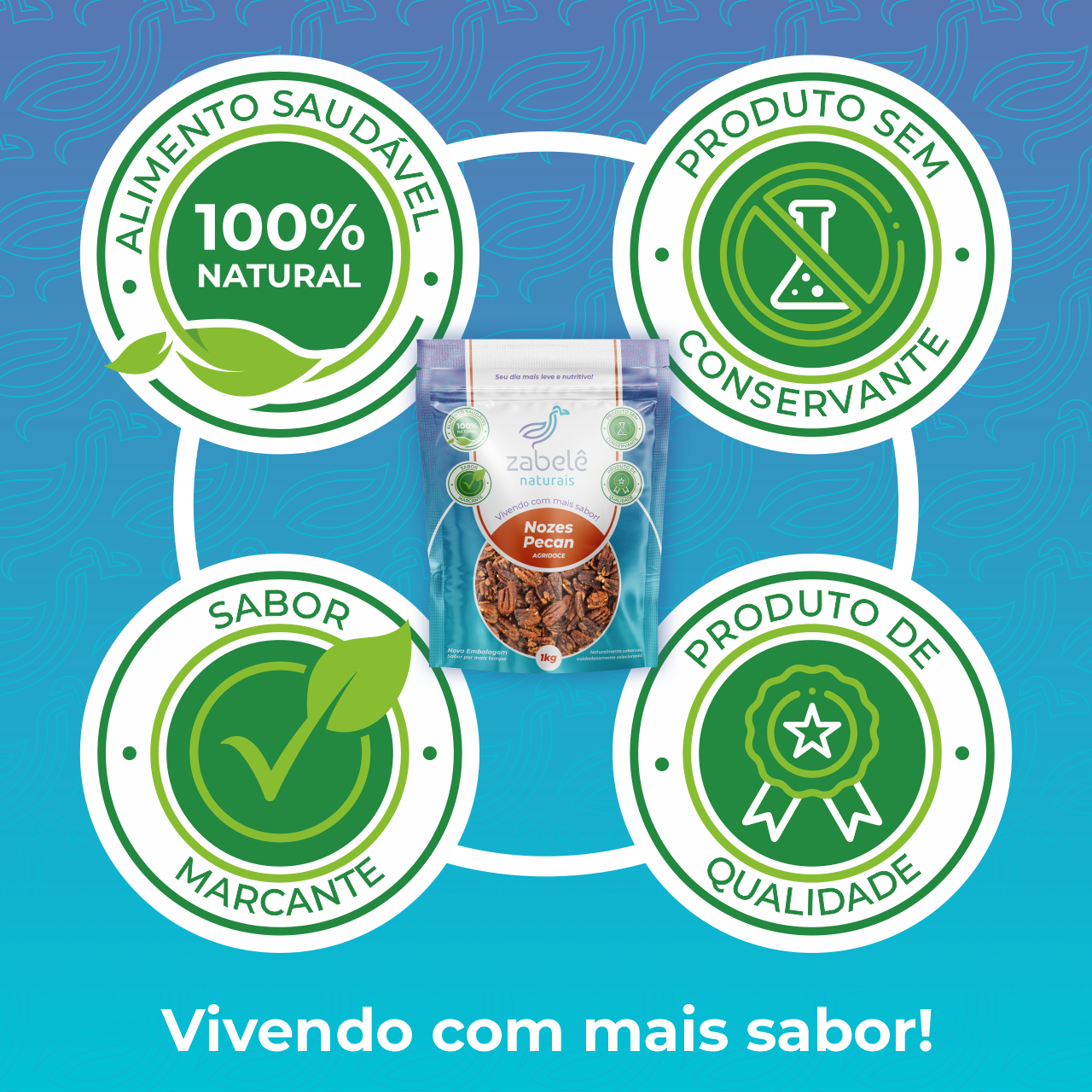 Nozes Pecan Agridoce | Zabele Produtos Naturais - Zabelê Produtos