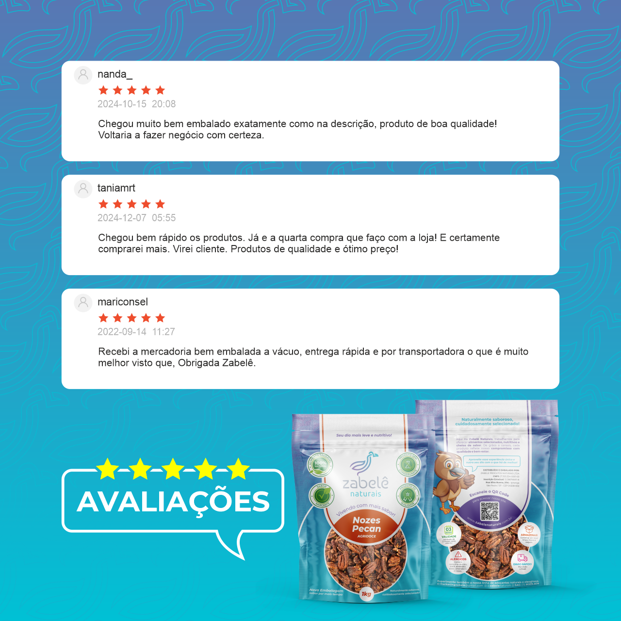 Nozes Pecan Agridoce | Zabele Produtos Naturais - Zabelê Produtos