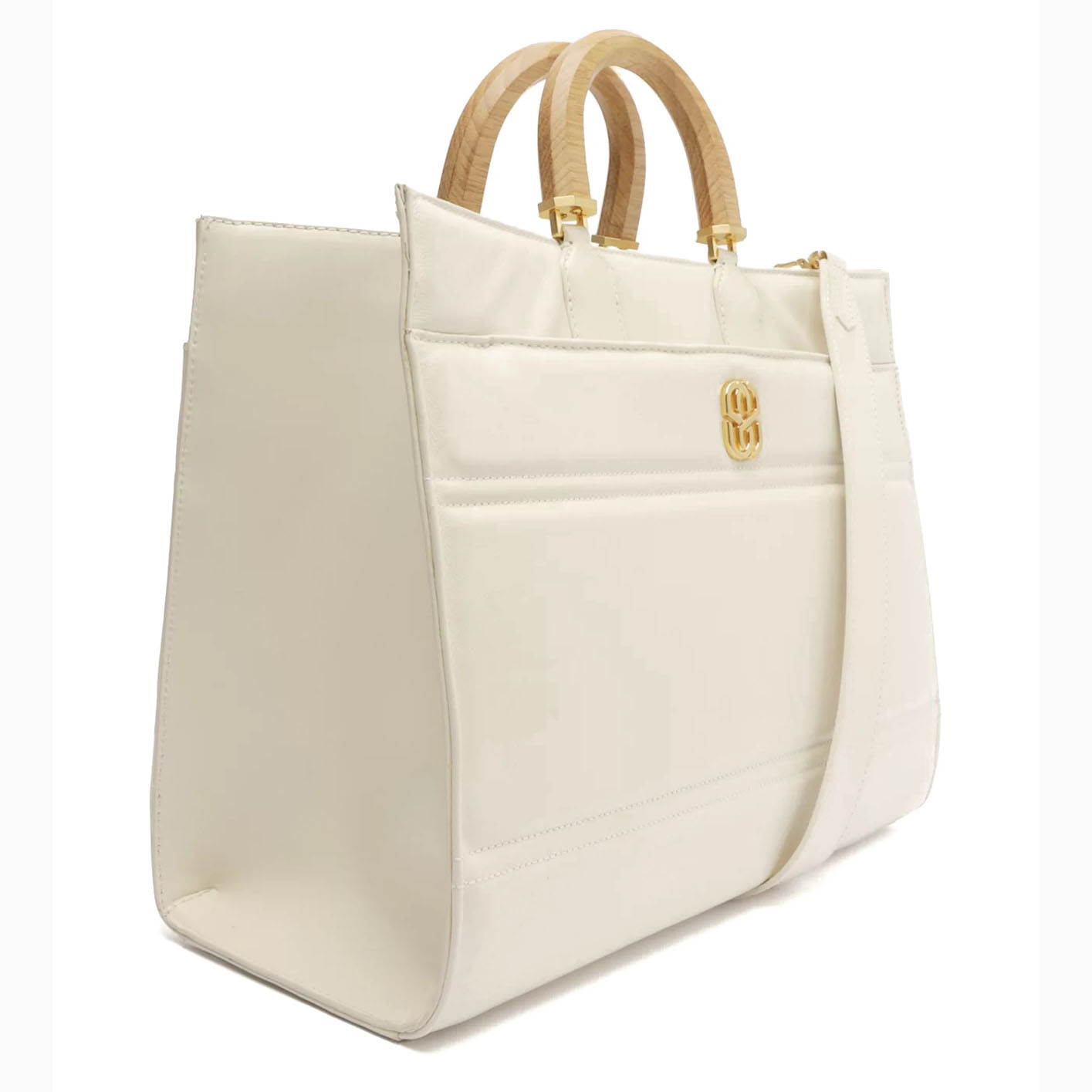 Bolsa Feminina Grande Compartimento Frontal Alça Madeira Logo SS24