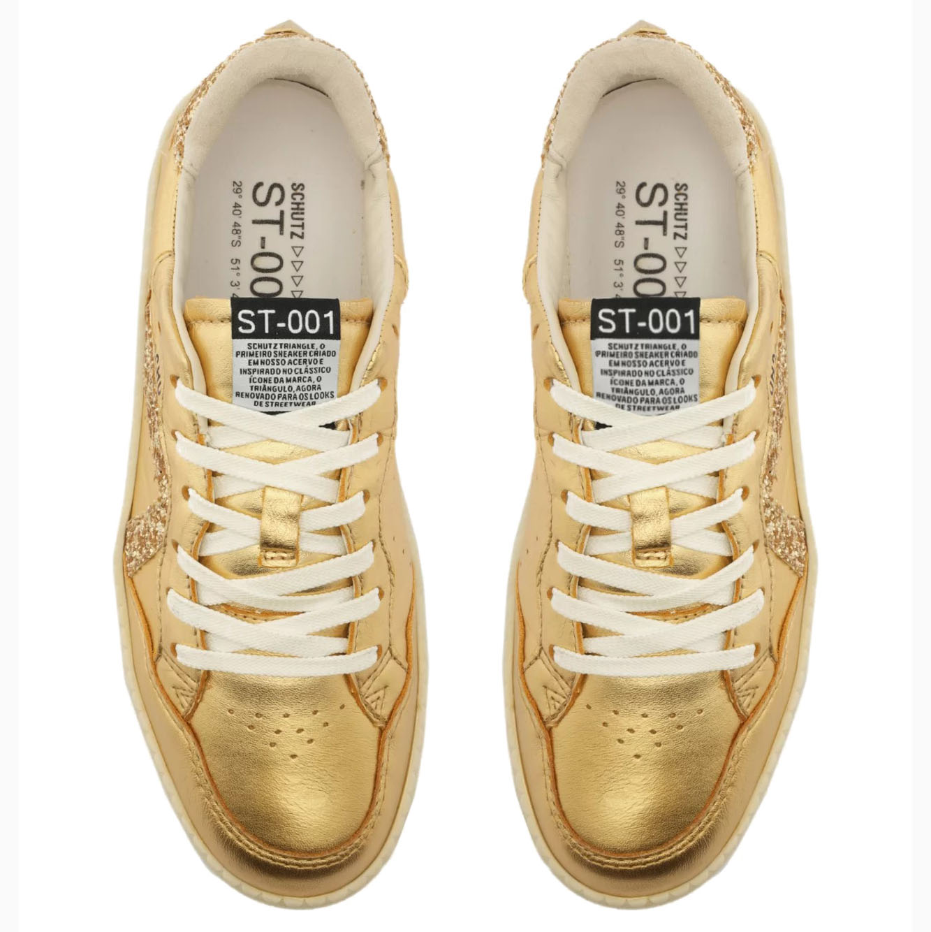 Tênis Feminino ST 001 Cadarço Lisboa Glitter SS24 Schutz Dourado