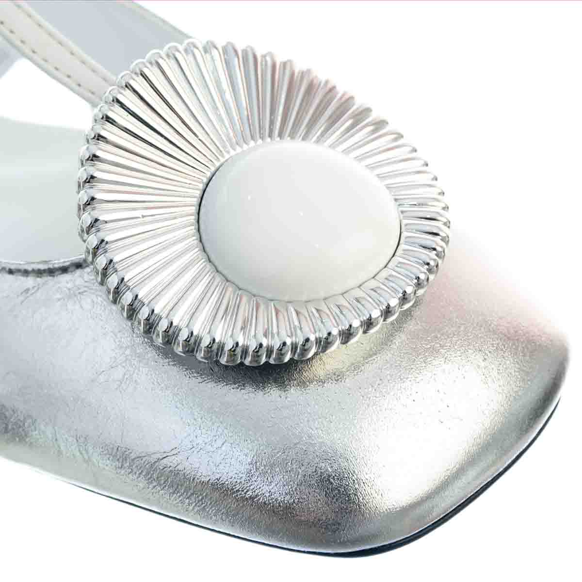 オリバーガル　HEY LOLITA SILVER Sapatilha Ballerina Georgia Kitten Heel VCZ FALL 24 Vicenza Prata