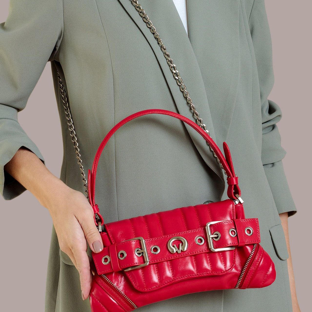 Bolsa Média Lien Statment Heel VCZ Fall 24 Vicenza Vermelho