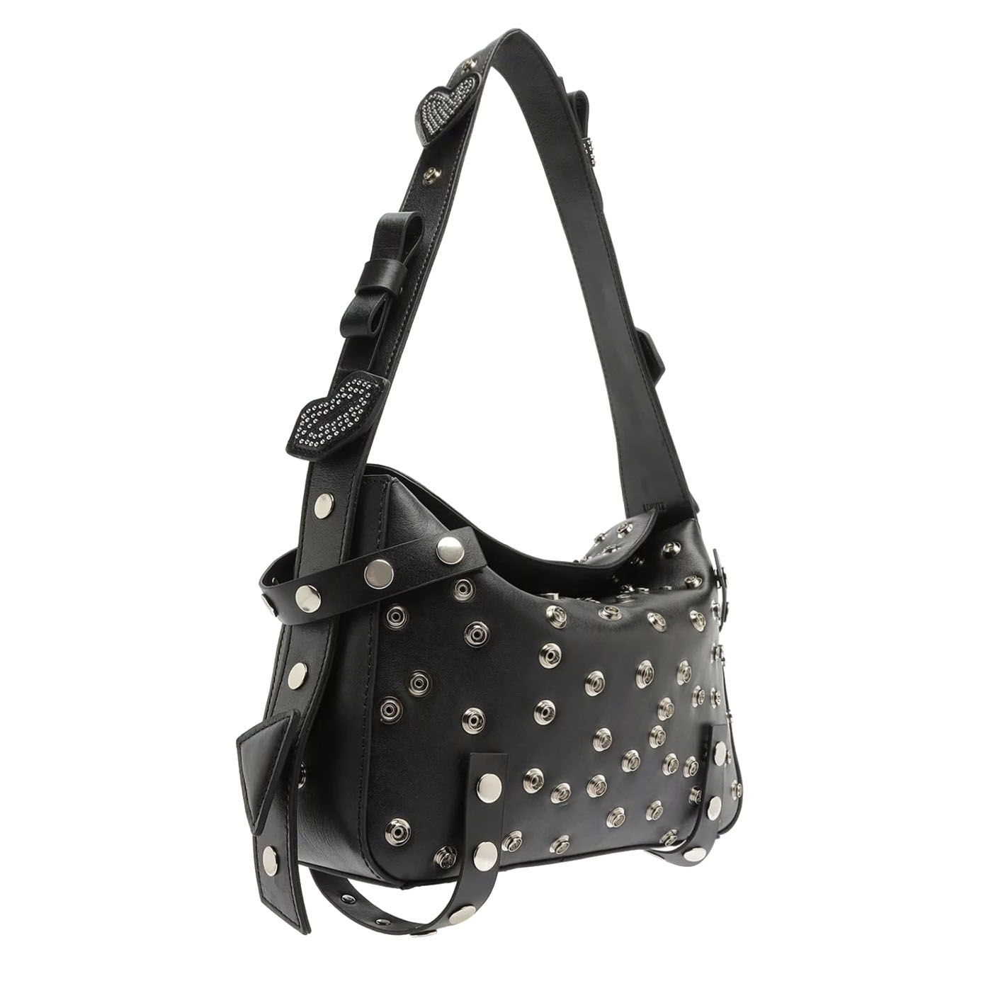 Bolsa Média Full Soft Calf Botão Personalizado Couro Schutz Preto