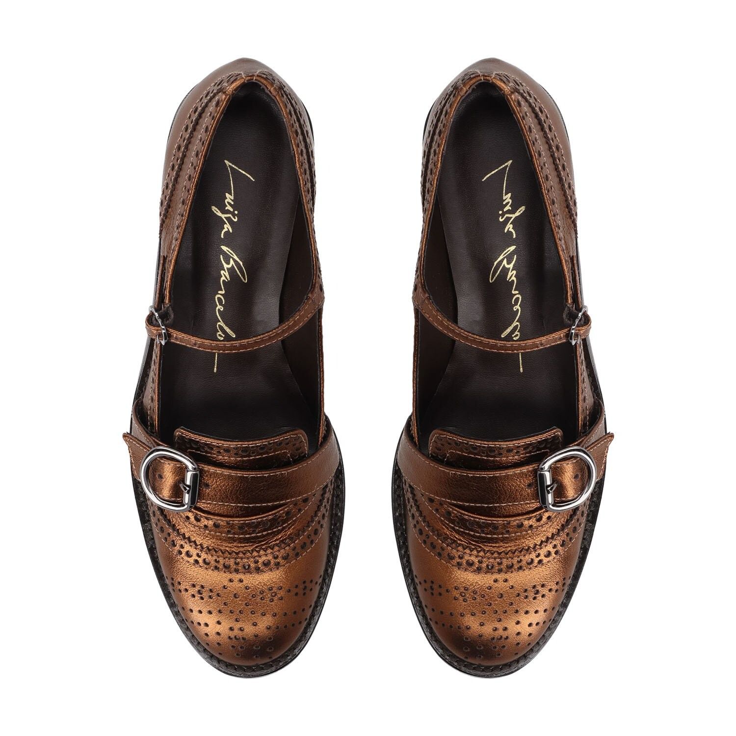 Mocassim Oxford Laser Cut Fivela Luiza Barcelos Bronze - Specchio