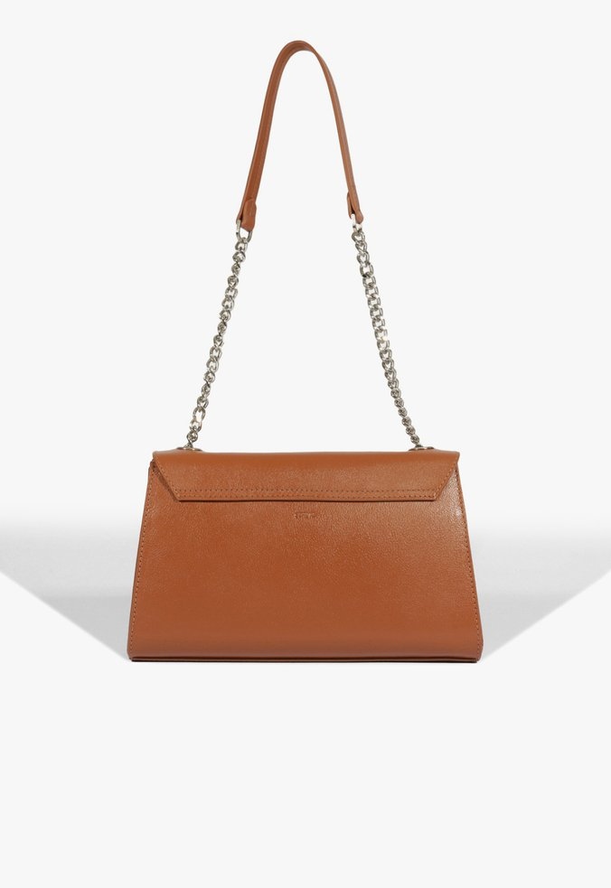 Bolsa Tiracolo Média Cally Couro Alça Corrente Schutz Camel