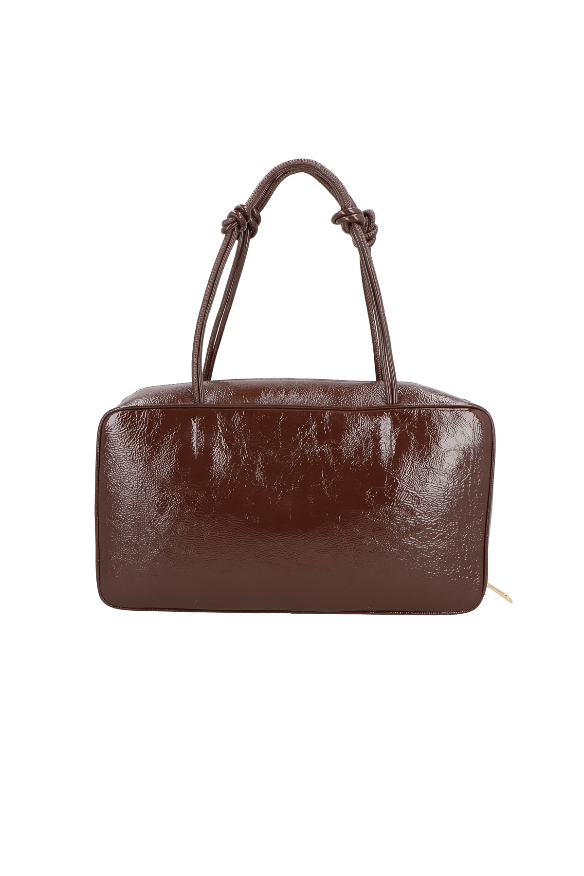 Bolsa Feminina Verniz Coração Enfeite Ziper Alça Nós Luiza