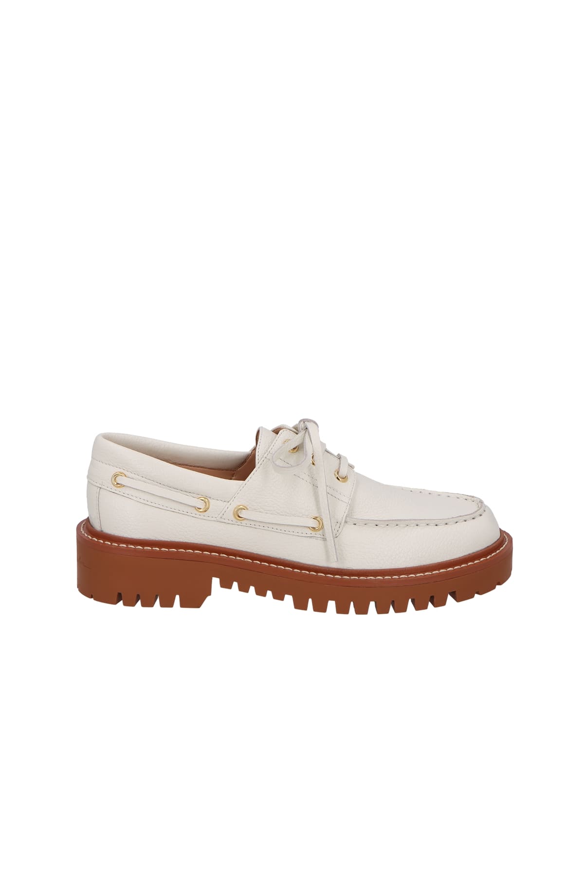 Mocassim Dockside Tratorado Cadarço Couro Luiza Barcelos Off White