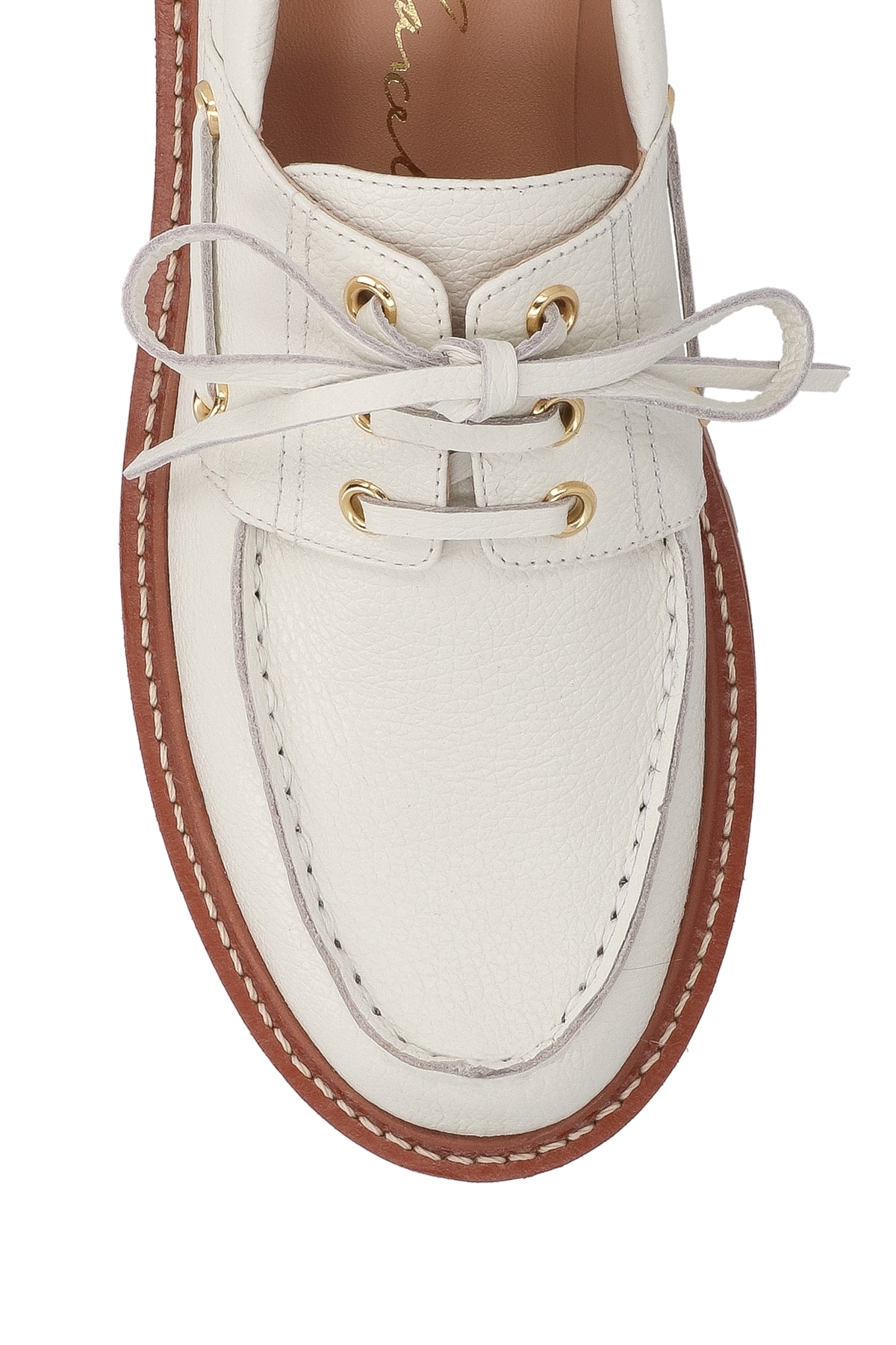 Mocassim Dockside Tratorado Cadarço Couro Luiza Barcelos Off White