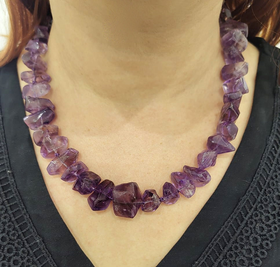 Colar 51cm de pedra natural ametista - Blue Stone - Loja de Joias de ...