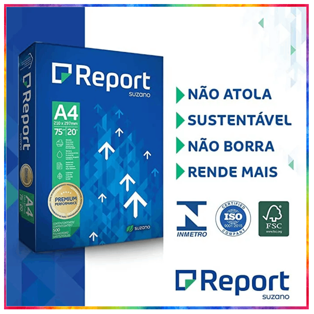 Papel Sulfite 75g A4 Suzano Report Premium Resma Com 500 Folhas Soluções Para Impressão E 8984