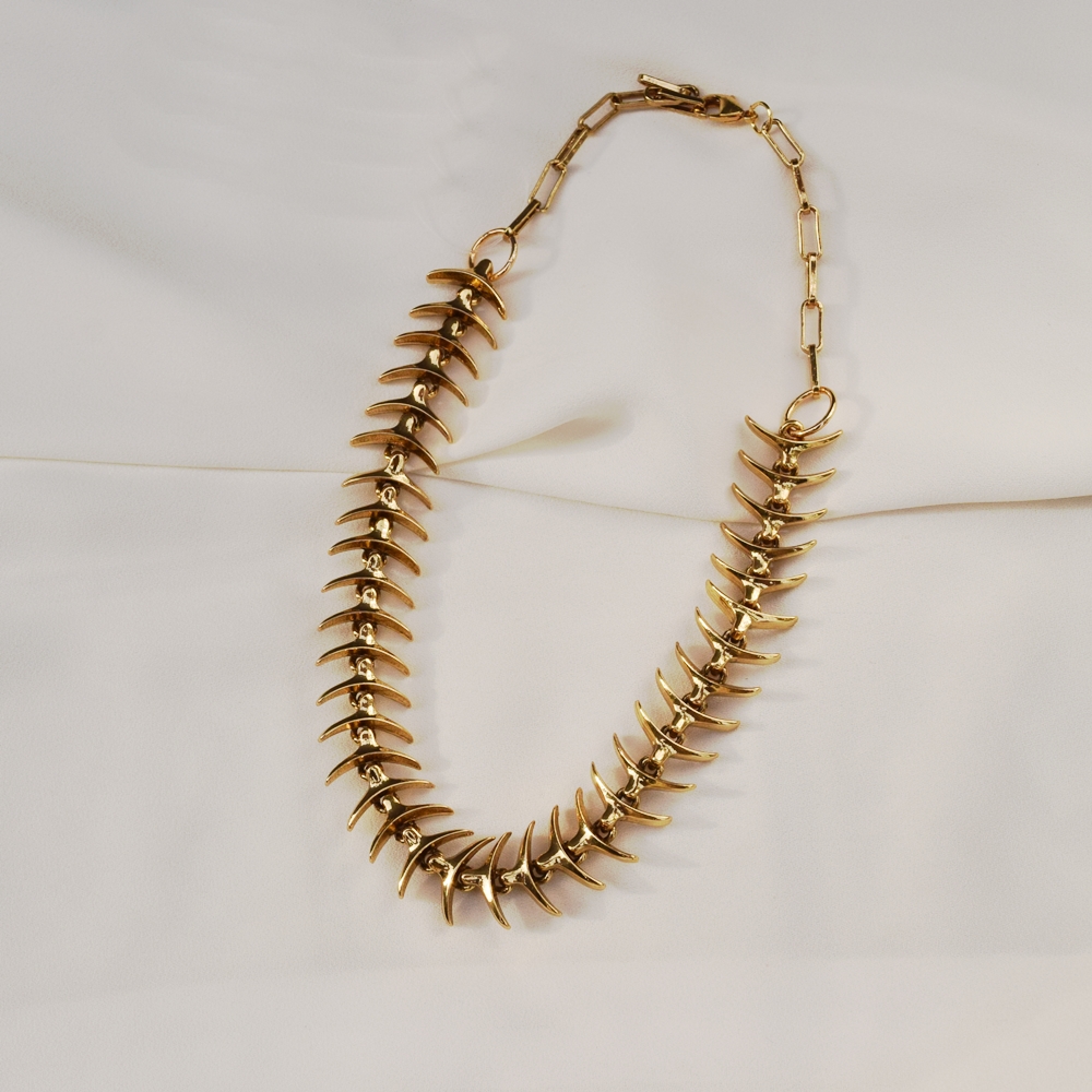 Colar choker Palone Design espinha ouro vintage - Muzazen - Semijoias e ...