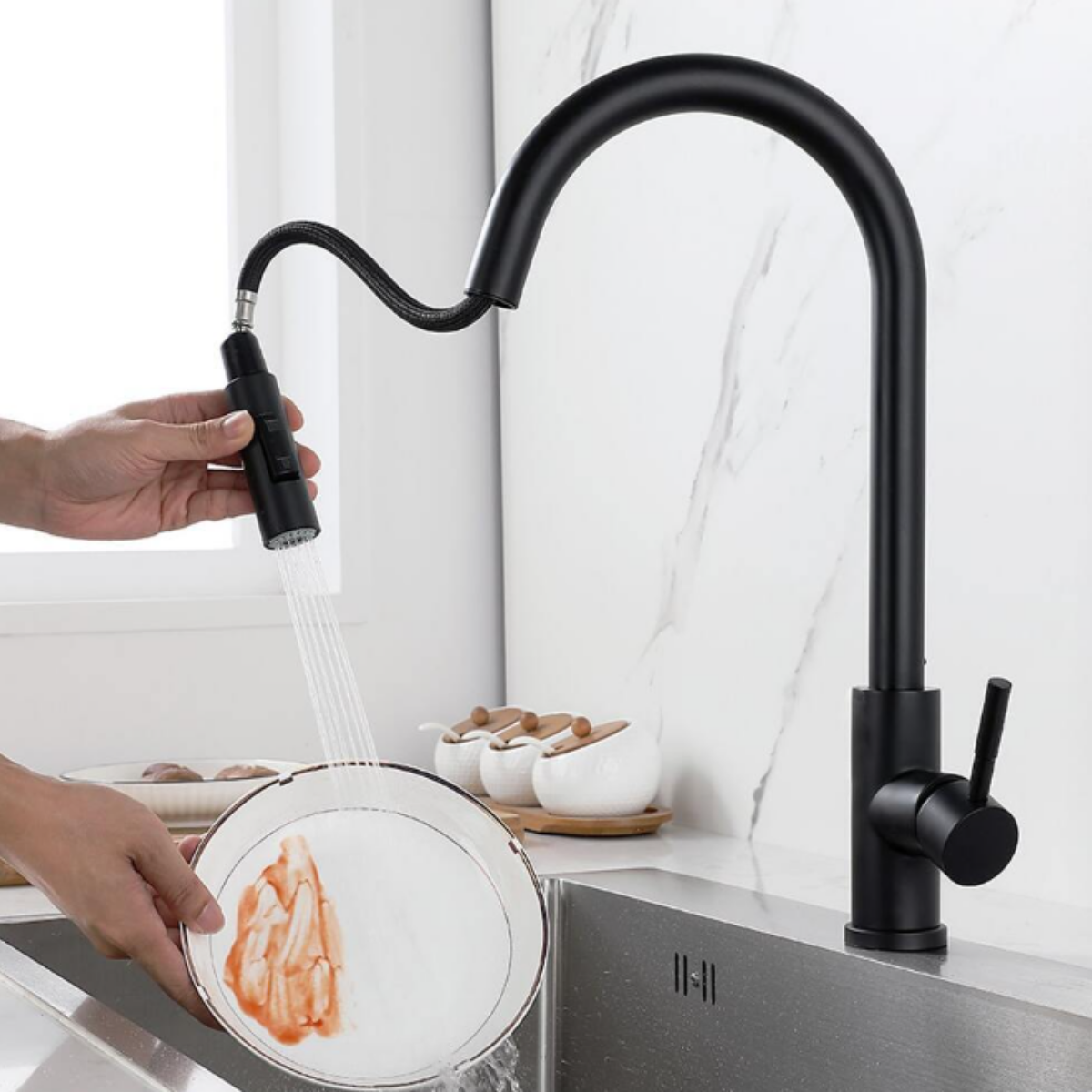 Torneira De Pia, Torneira Gourmet Cozinha Com Ducha Retrátil Alta