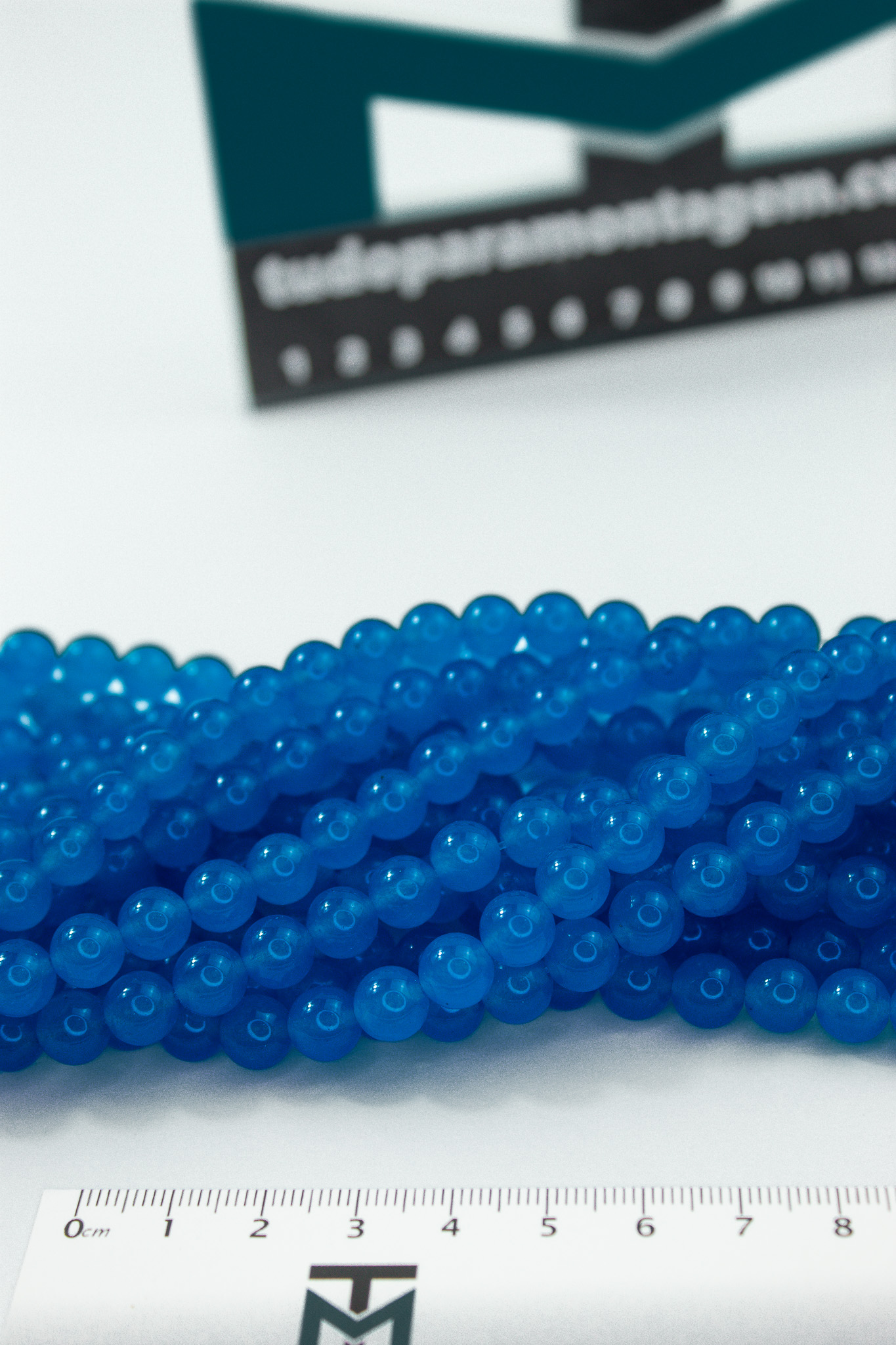 FIO DE PEDRA NATURAL 8MM JADE AZUL COBALTO - O FIO - Tudo para