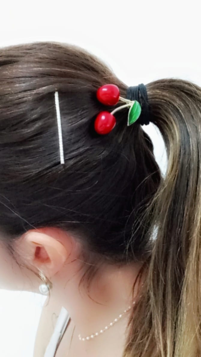 アクセサリー cheri_chanman KIT XUXINHA CHERRY (CEREJA) E GRAMPO DE ZIRCONIA - 2 UNIDADES
