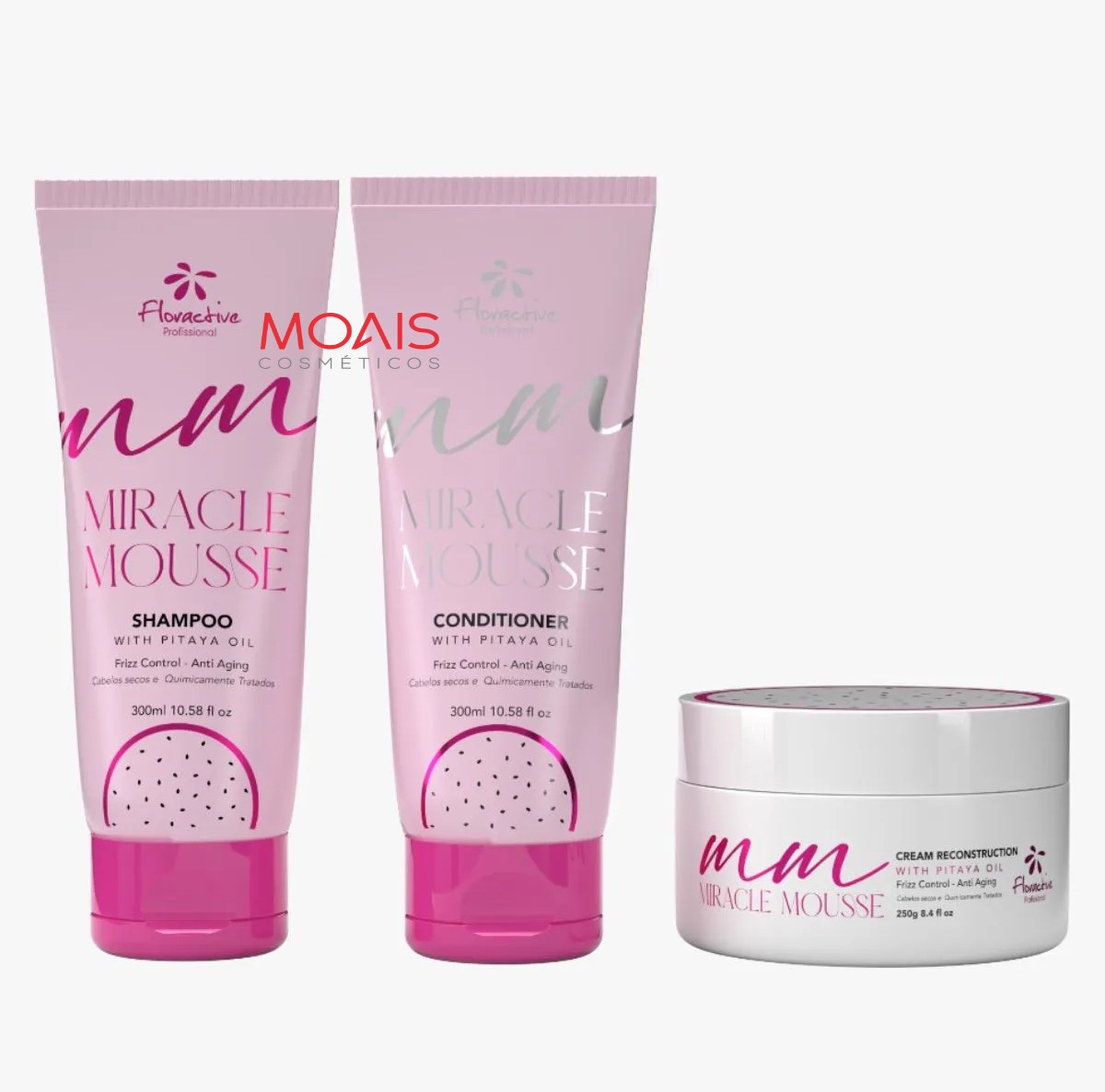 Kit Miracle Mousse Shampoo 300ml + Condicionador 300ml + Mascara 250g -  https://moaiscosmeticos.com.br