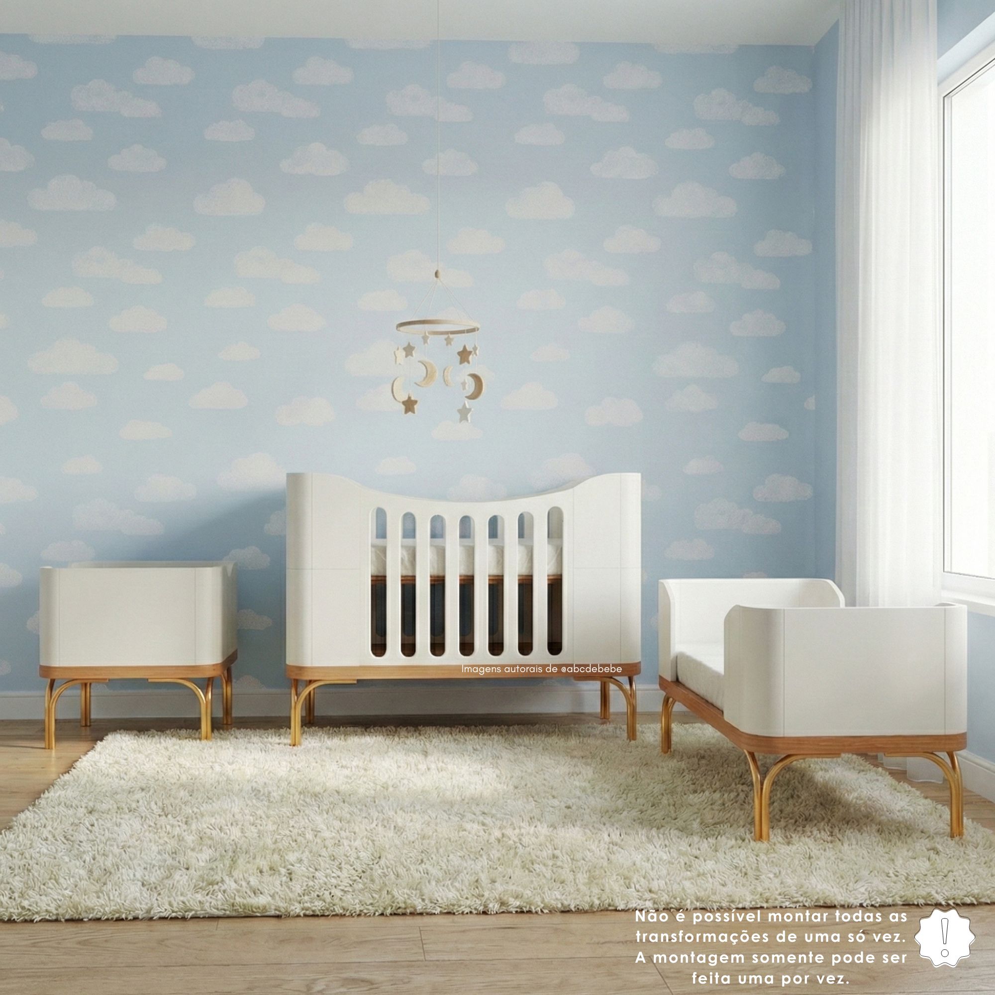 Berço Aquarela 3 em 1 – Vira Mini Cama e Mini Berço com Kit Incluso ...