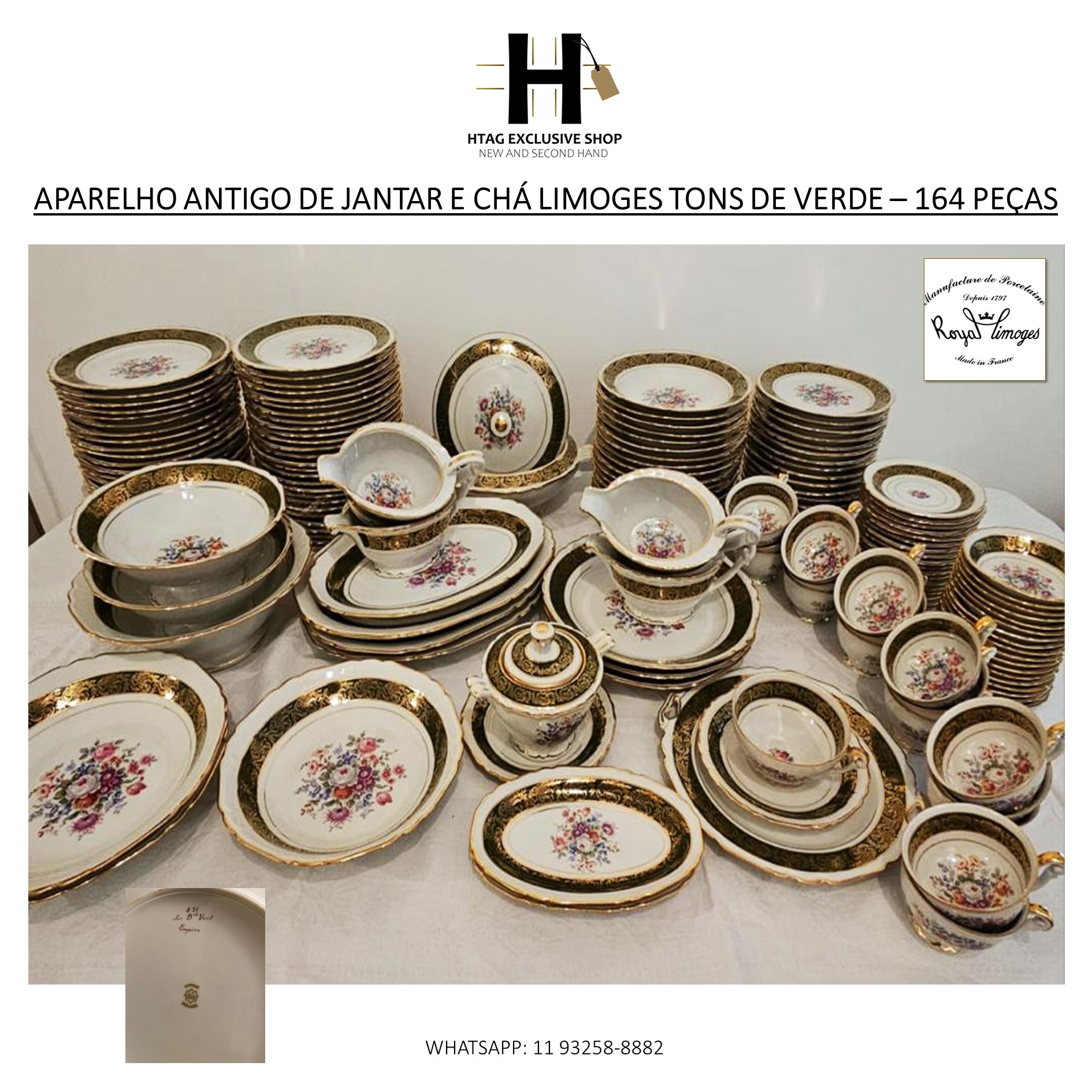 APARELHO ANTIGO COMPLETO DE JANTAR E CHÁ EM PORCELANA LIMOGES - HTAG  EXCLUSIVE SHOP - New & Second Hand