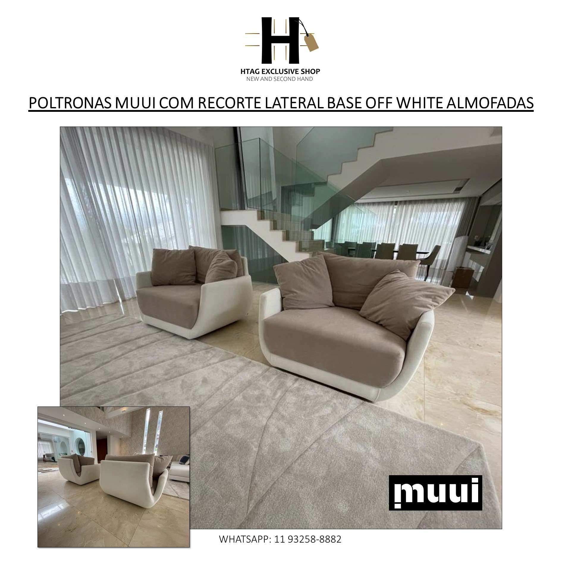 POLTRONAS MUUI DALVA COM RECORTE LATERAL BASE OFF WHITE - HTAG EXCLUSIVE  SHOP - New & Second Hand