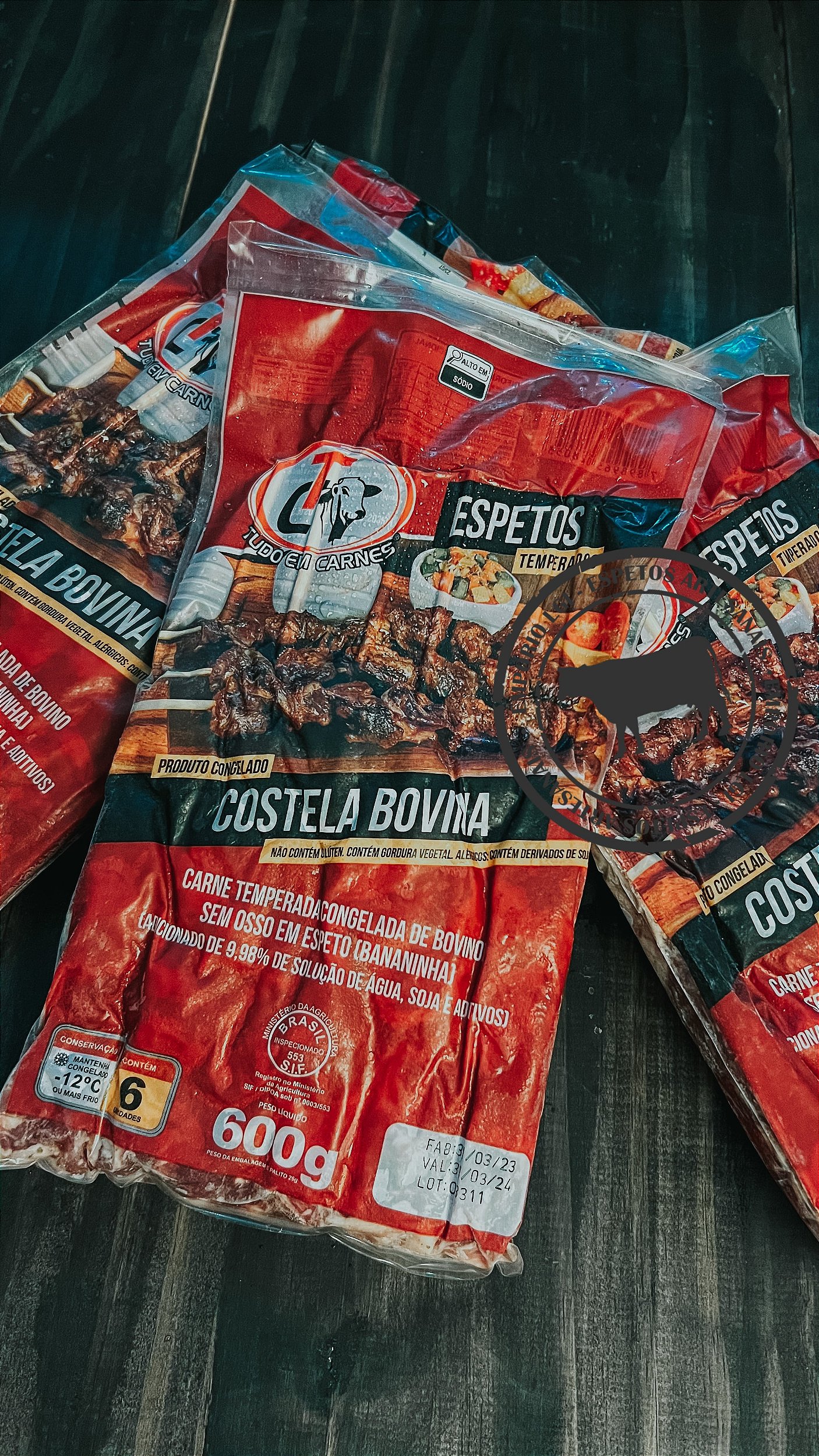 Espeto de Costela Bovina - 600gr - Viva Espetos