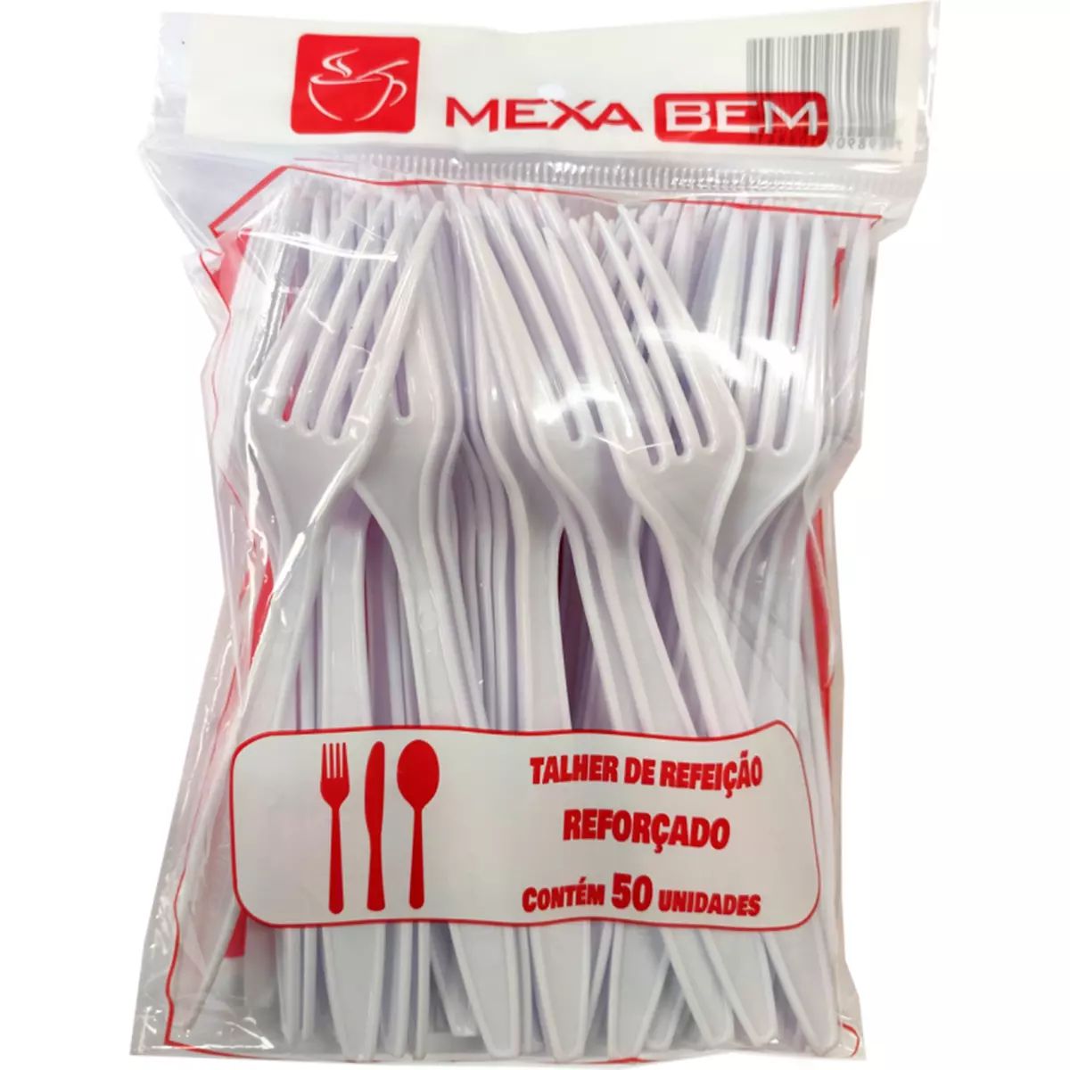 Straw Garfo x Faca Kit Forte Branco com 50 unidades