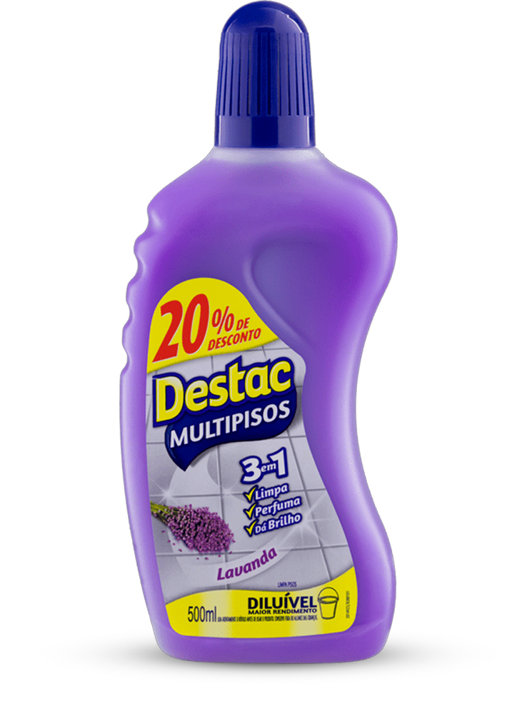 Limpador Multipisos Diluível 3 em 1 Lavanda Destac 500ml | Essenza -  Produtos de Limpeza, Higiene e Descartáveis - Essenza Comercial