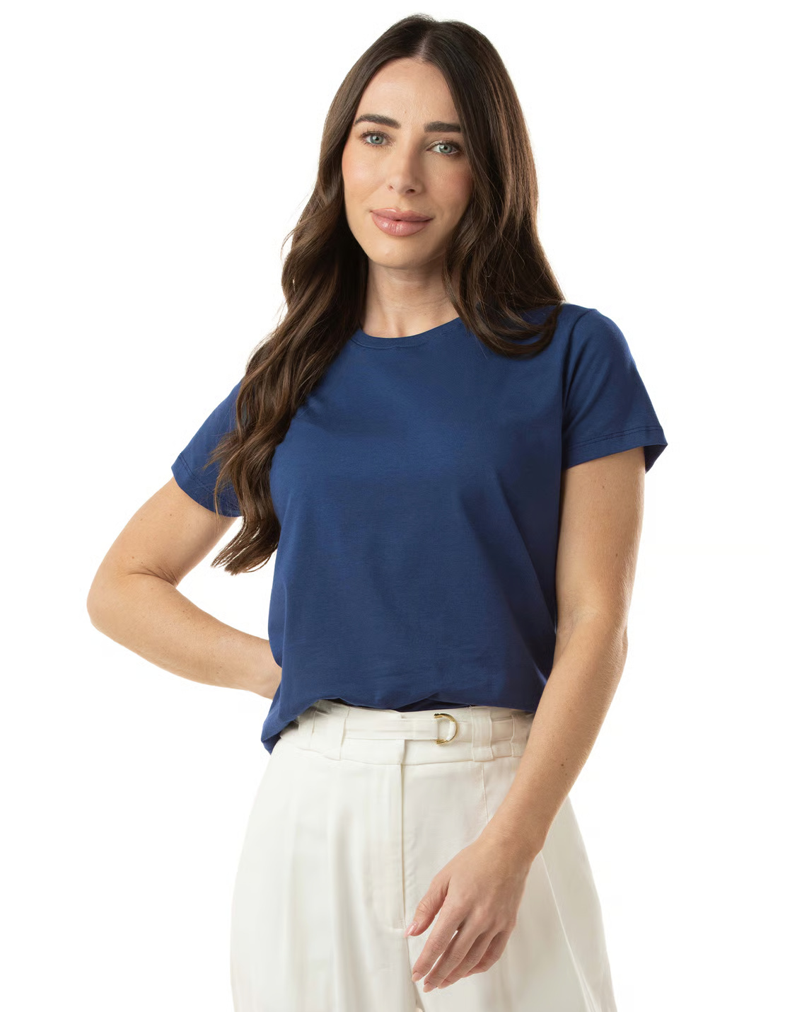 Camiseta Algodão Egípcio Feminina Azul Marinho - Innovare Sul - Loja de ...