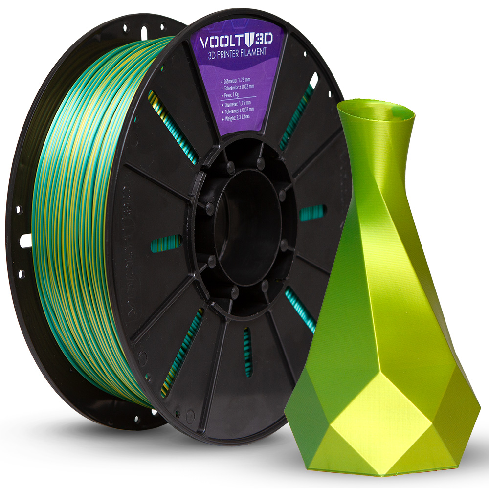Filamento PLA Duo Color Dourado e Verde V-Silk High Speed | 1,75mm ...