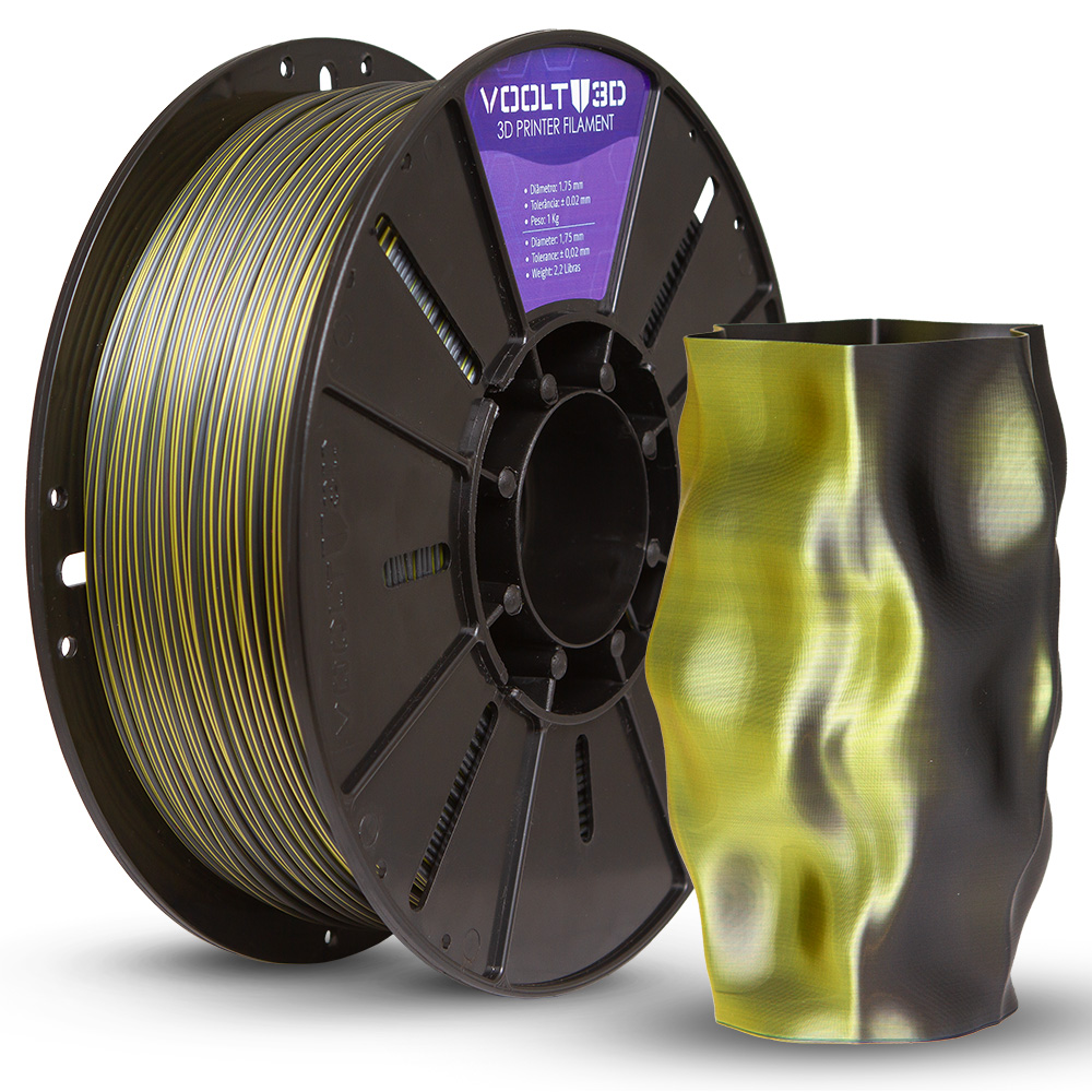 Filamento PLA Duo Color Dourado e Preto V-Silk High Speed | 1,75mm ...
