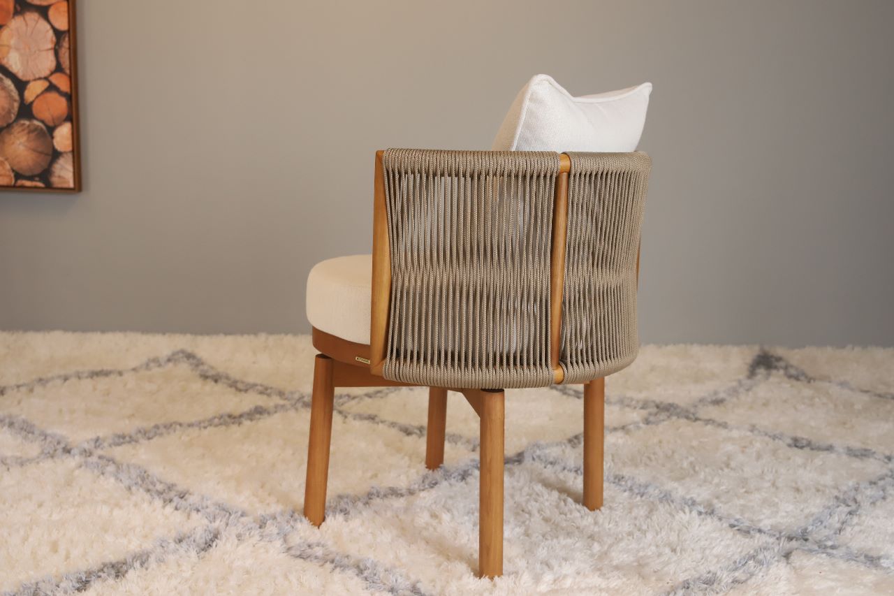 CADEIRA FARAH GIRATORIA COM CORDA TECIDO LINHO - MARROM/AREIA - Guido ...