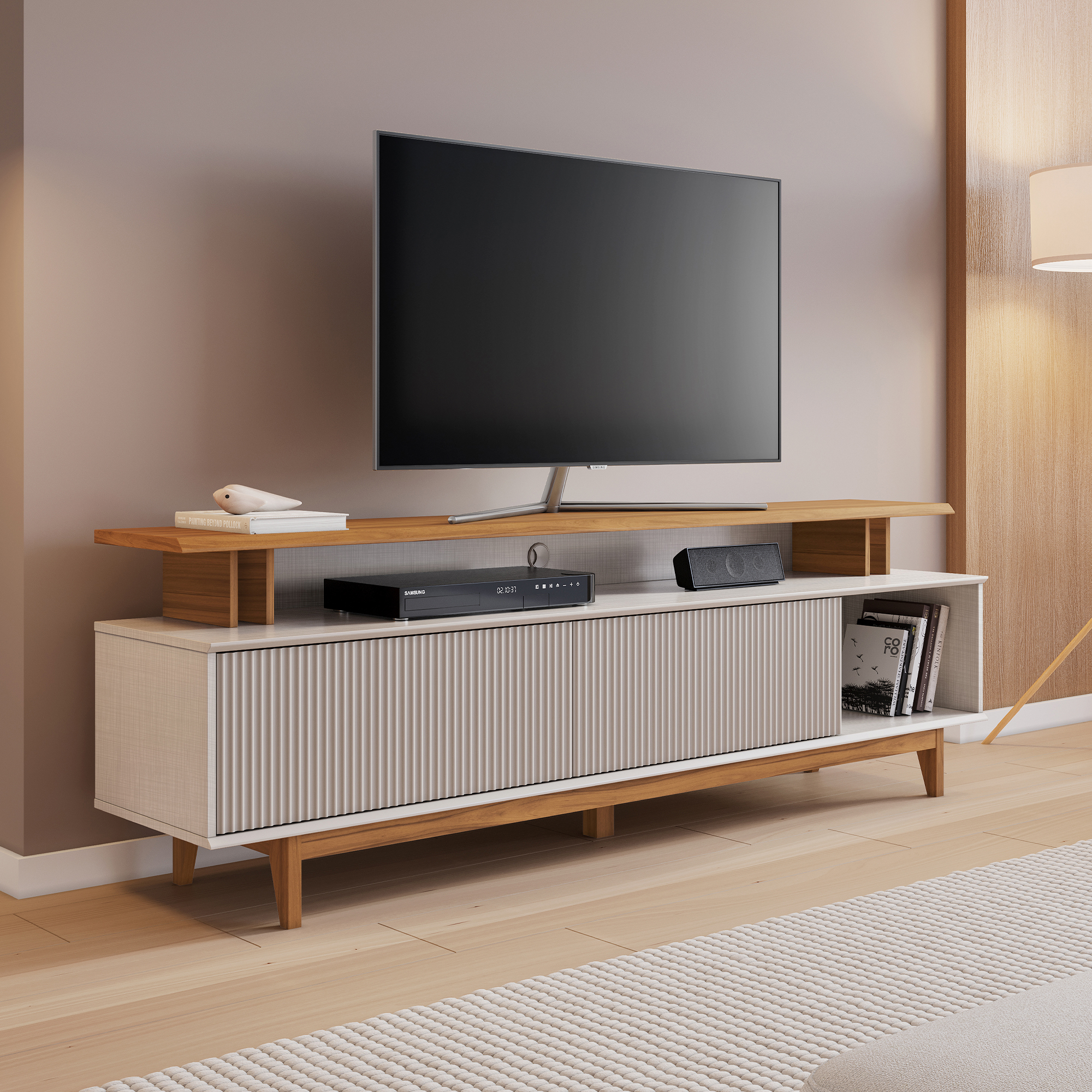 BANCADA NOTAVEL NT 1385 2P 1,80MT ./OFF WHITE/FREIJO - Guido
