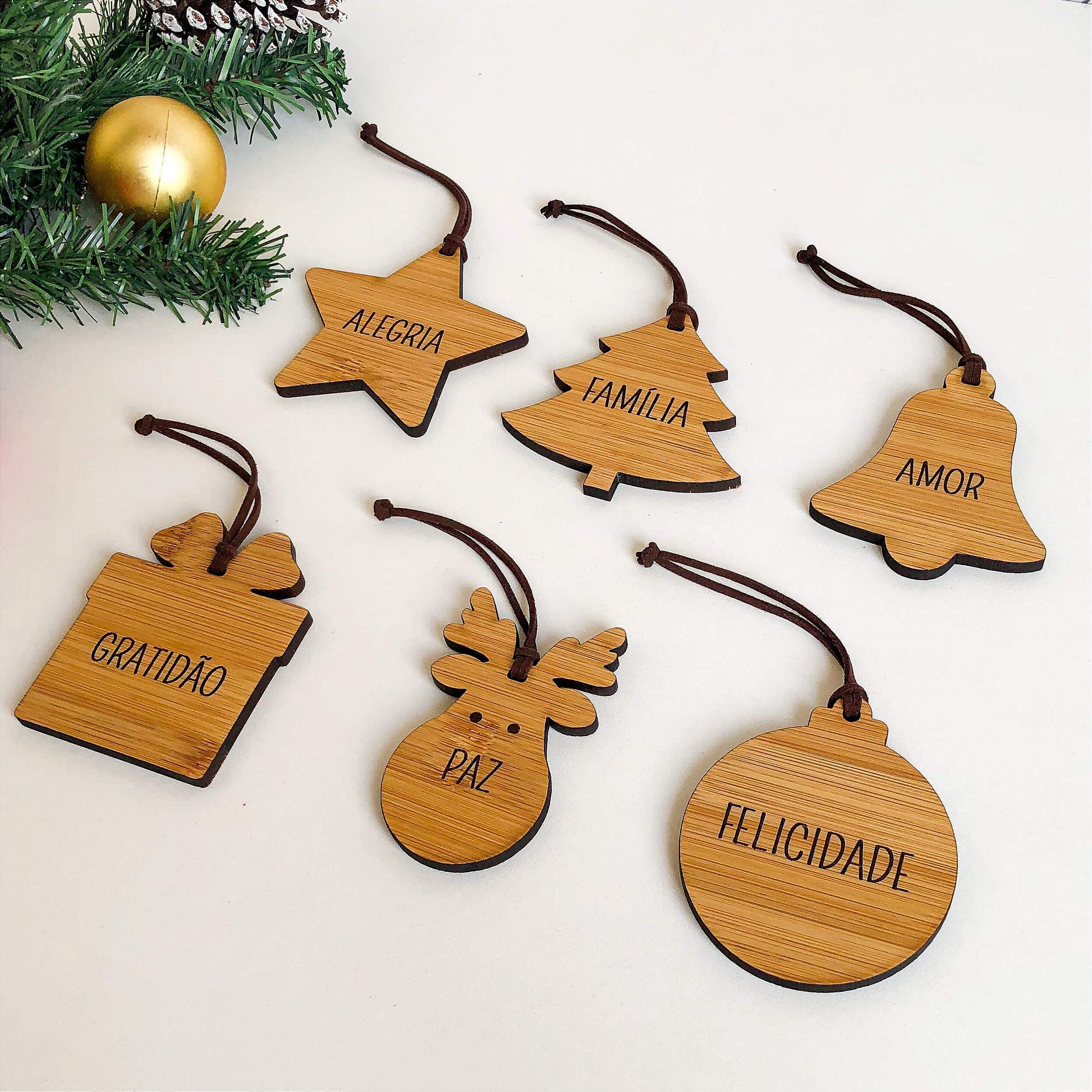 Kit 6 Enfeites para Árvore de Natal Personalizados em Bambu - HOME ...