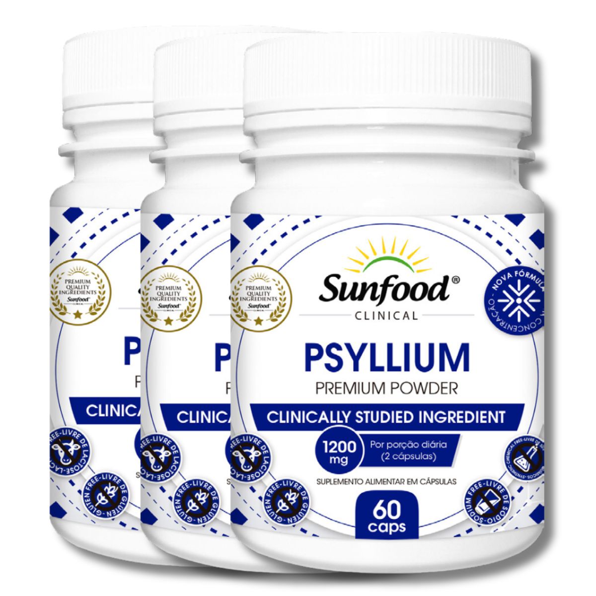Psyllium 1200mg 60 Cápsulas Sunfood Natunutra