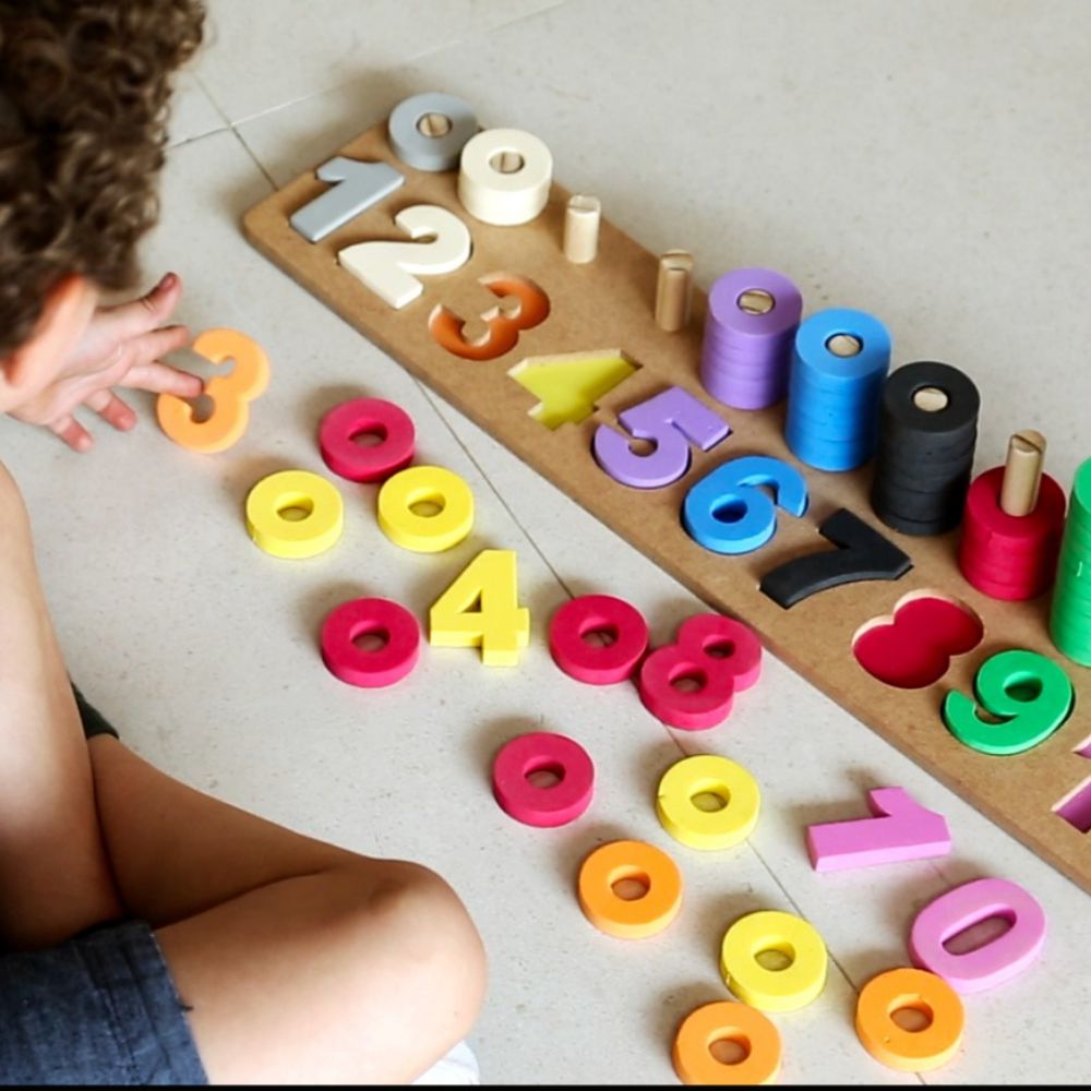 Jogo números, educação infantil, brinquedo educativo montessori