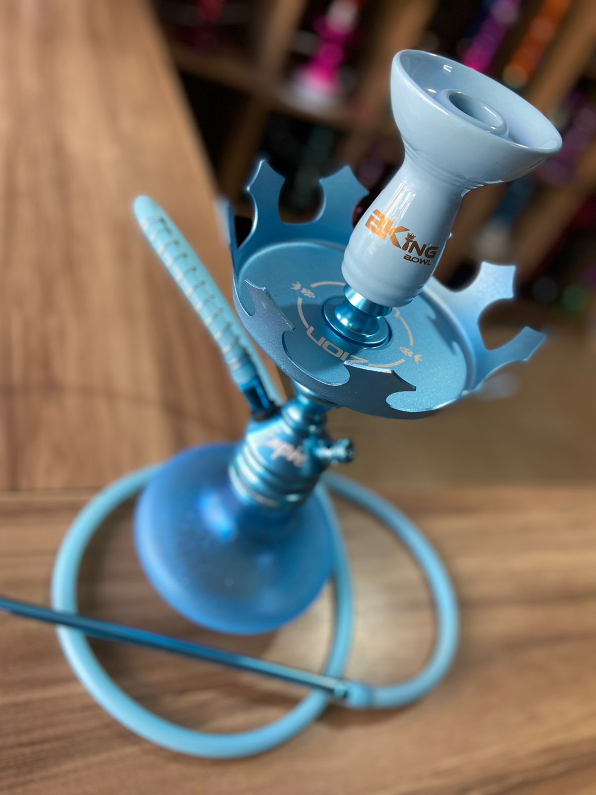 COMPRE NARGUILE PEQUENO COMPLETO EMPIRE HOOKAH KING - AZUL BEBE